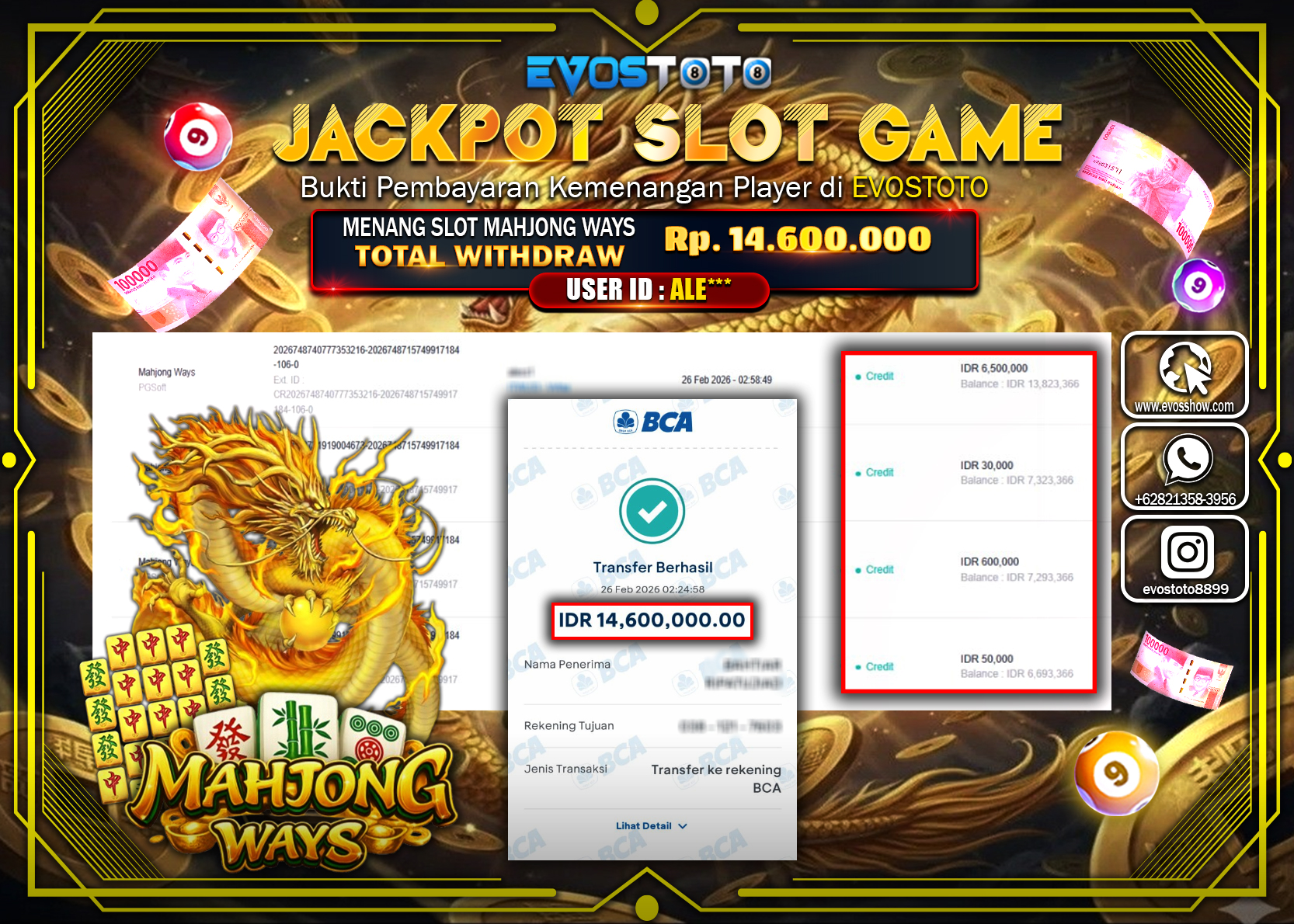 PEMBAYARAN JACKPOT SLOT MAHJONG WAYS Rp.14.600.000 DI BAYAR LANGSUNG !
