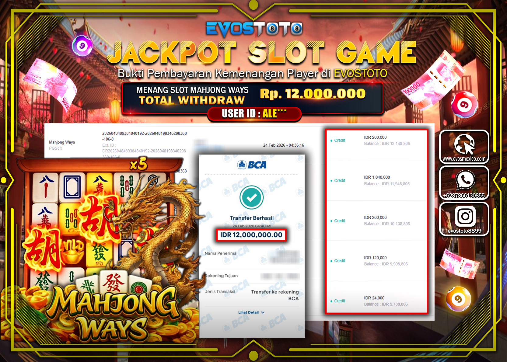 PEMBAYARAN JACKPOT SLOT MAHJONG WAYS Rp.12.000.000 DI BAYAR LANGSUNG !
