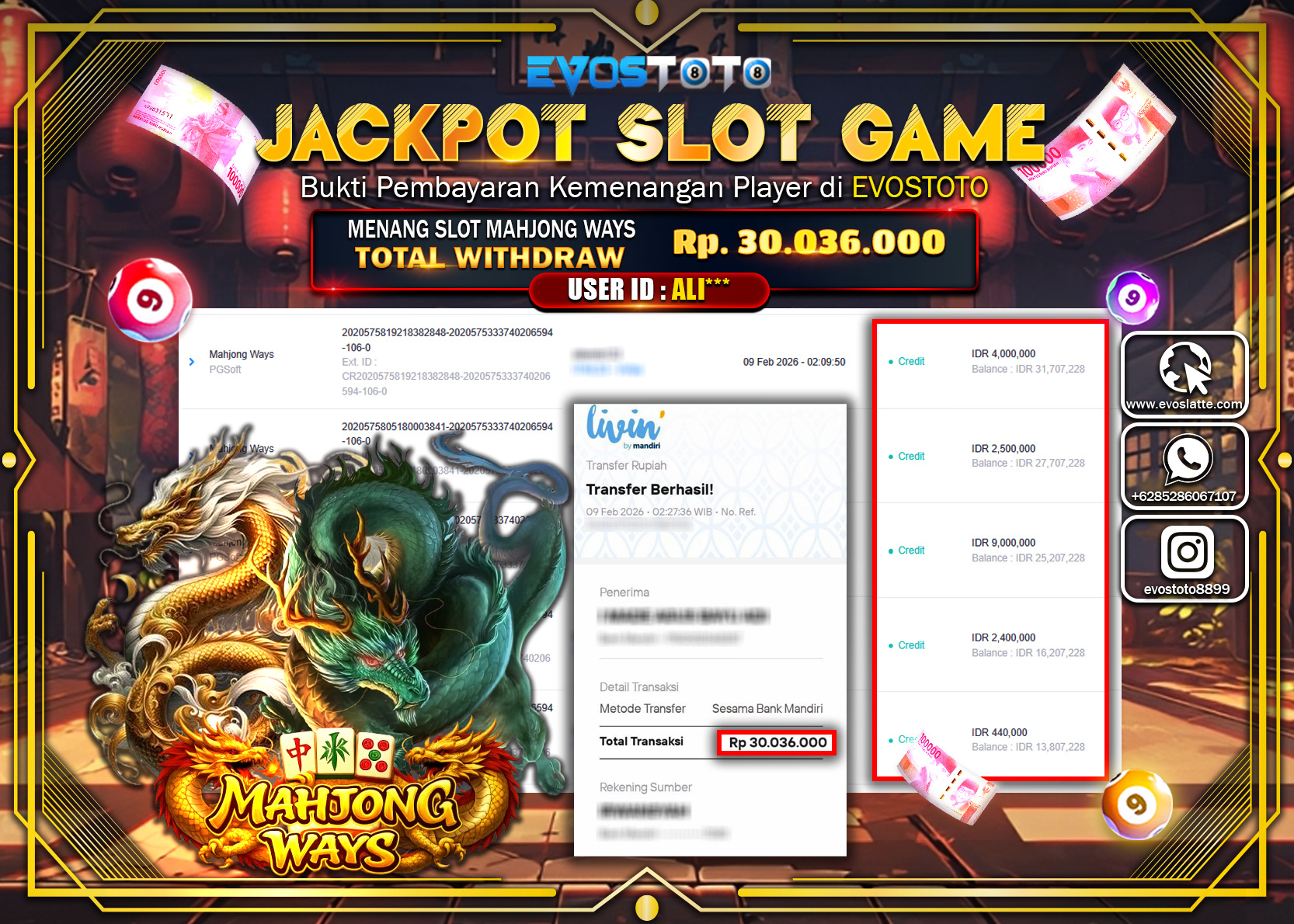 PEMBAYARAN JACKPOT SLOT MAHJONG WAYS Rp.30.036.000 DI BAYAR LANGSUNG !