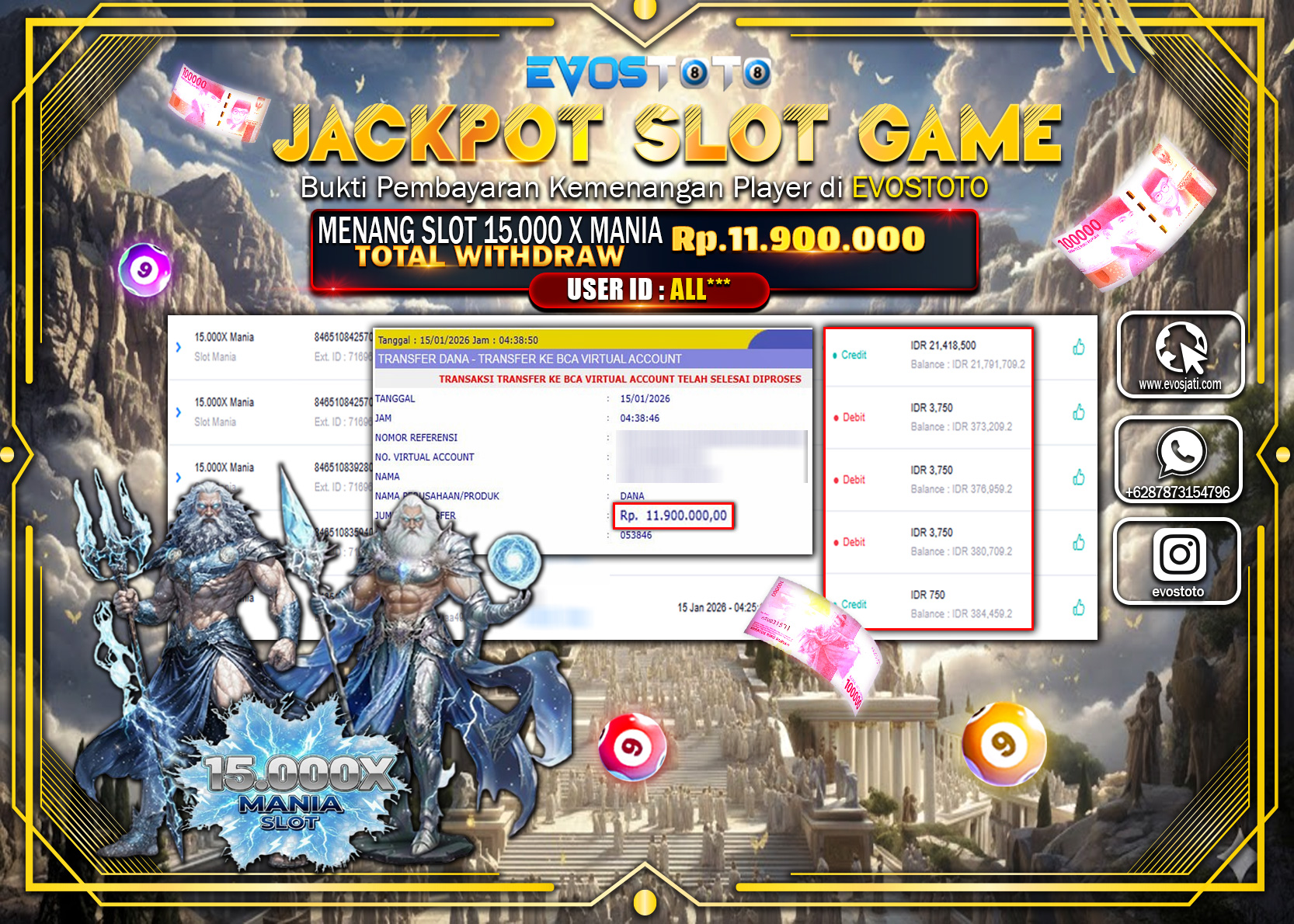 PEMBAYARAN JACKPOT SLOT 15.000X MANIA Rp.11.900.000 DI BAYAR LANGSUNG !