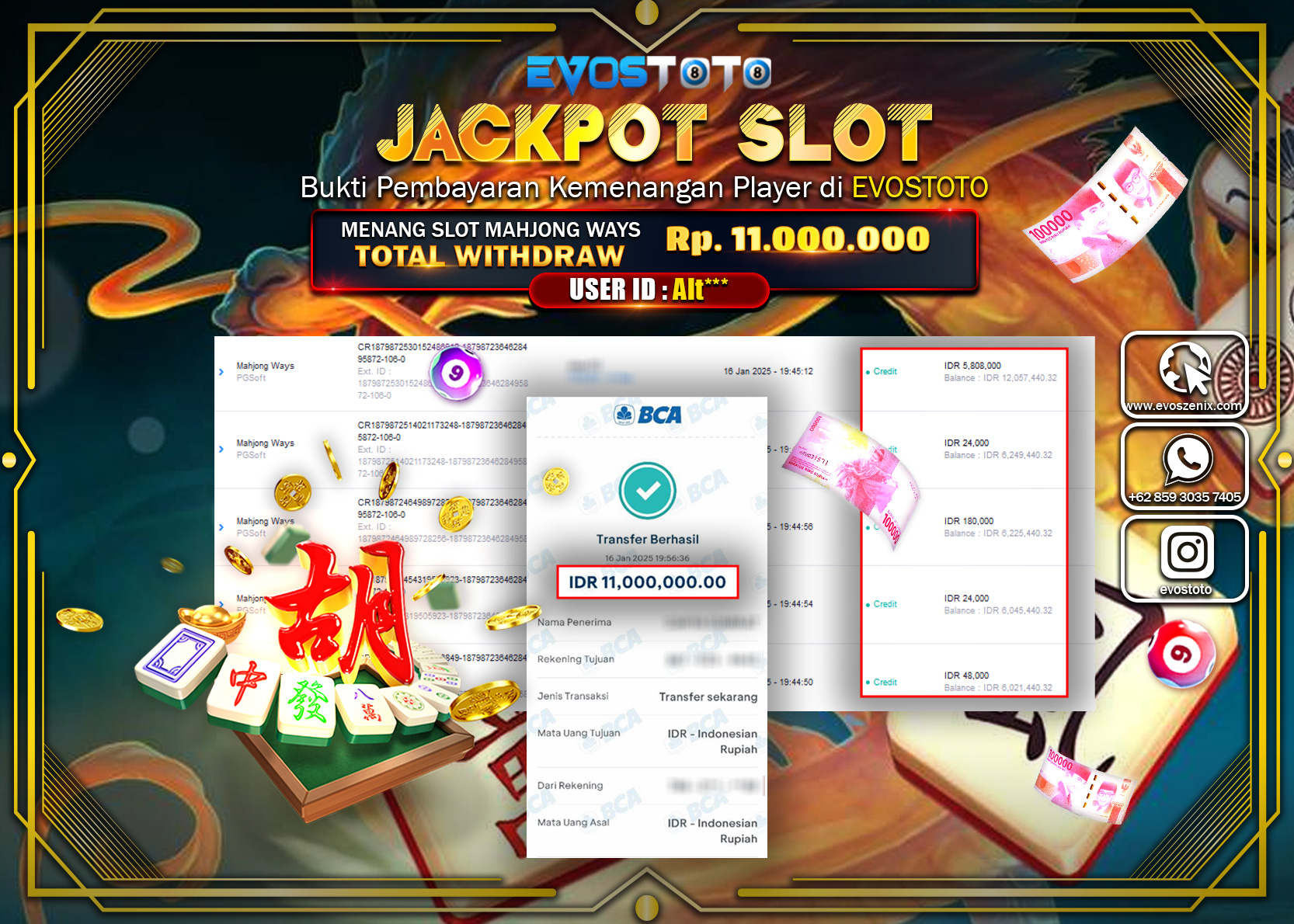 PEMBAYARAN JACKPOT SLOT MAHJONG WAYS Rp.11.000.000 DI BAYAR LANGSUNG !