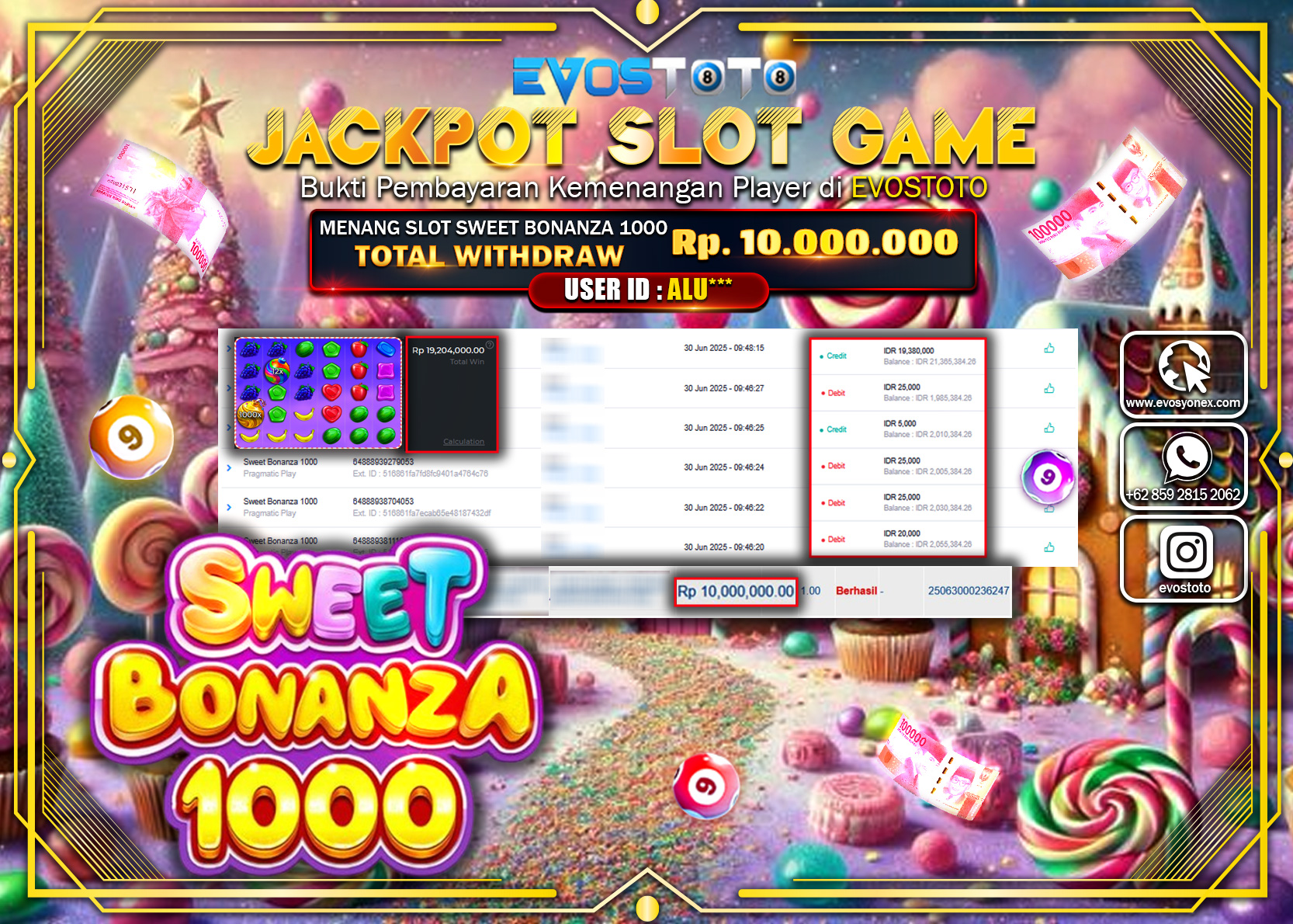 PEMBAYARAN JACKPOT SLOT SWEET BONANZA 1000 RP10.000.000 DI BAYAR LANGSUNG !