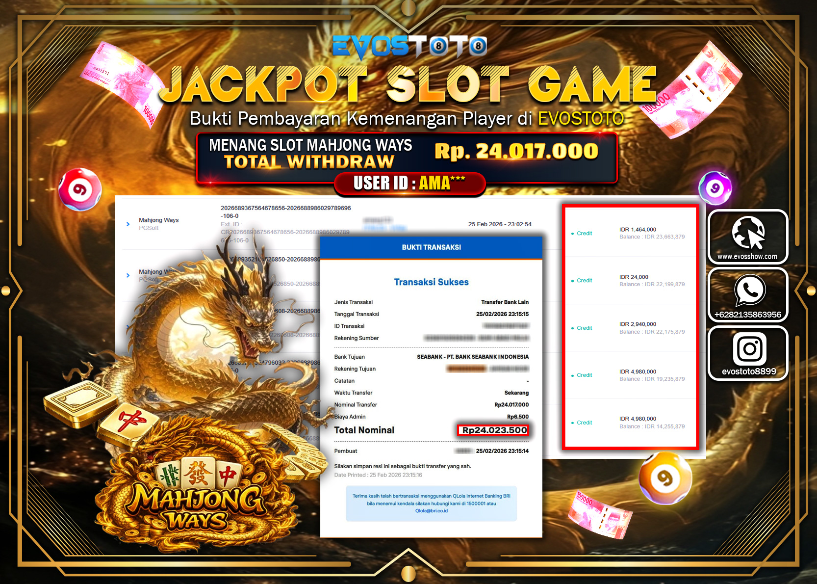 PEMBAYARAN JACKPOT SLOT MAHJONG WAYS Rp.24.017.000 DI BAYAR LANGSUNG !