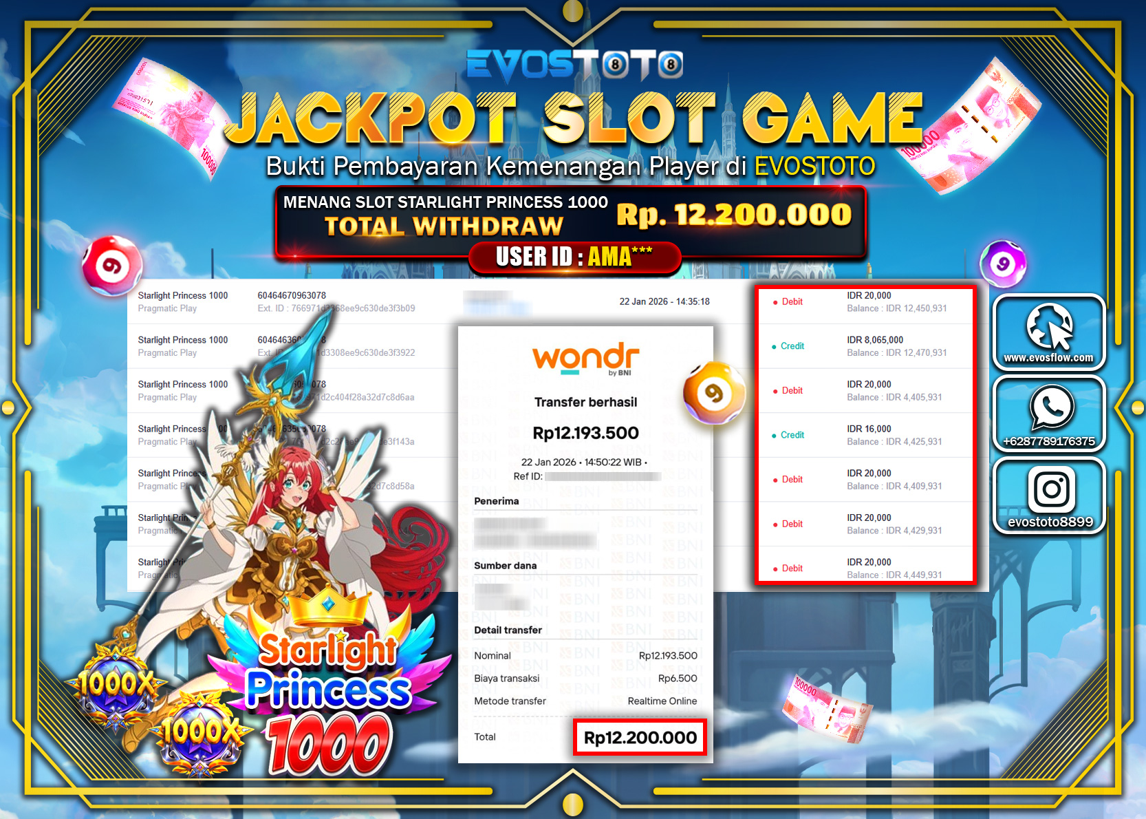 PEMBAYARAN JACKPOT SLOT STARLIGHT PRINCESS 1000 Rp.12.200.000 DI BAYAR LANGSUNG !