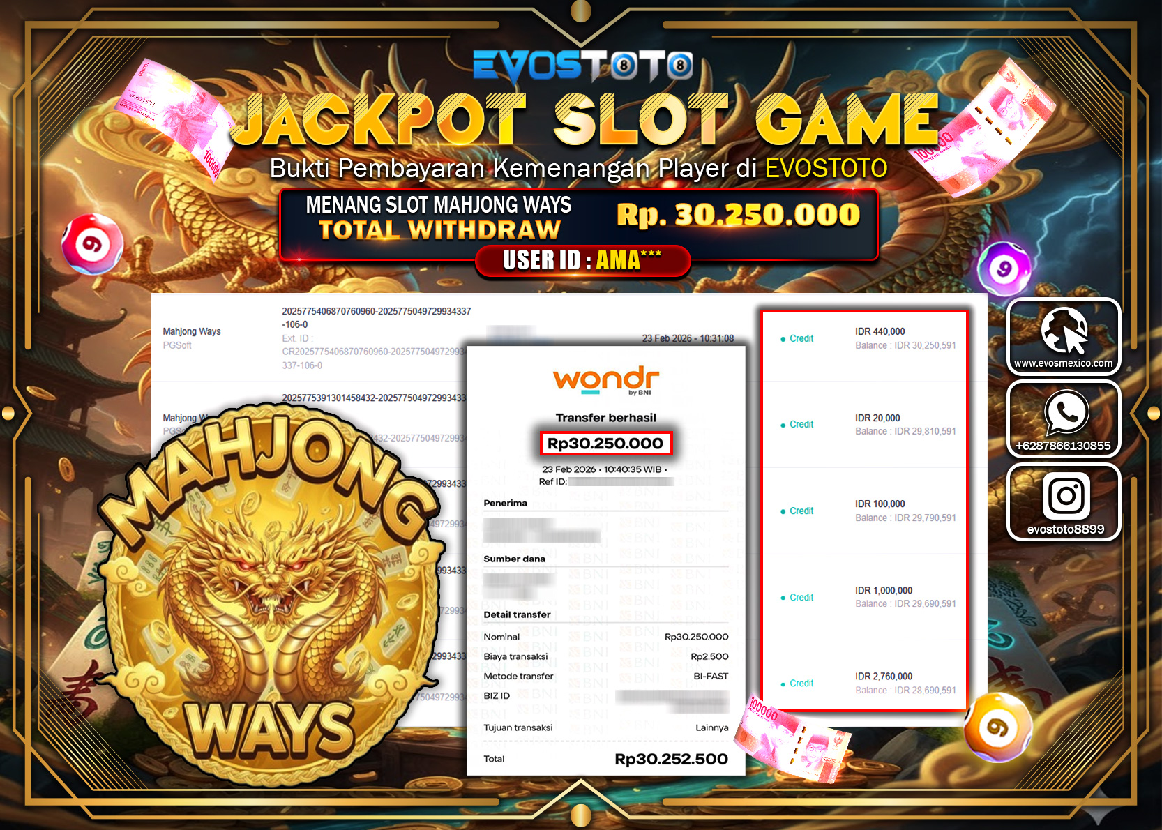 PEMBAYARAN JACKPOT SLOT MAHJONG WAYS Rp.30.250.000 DI BAYAR LANGSUNG !