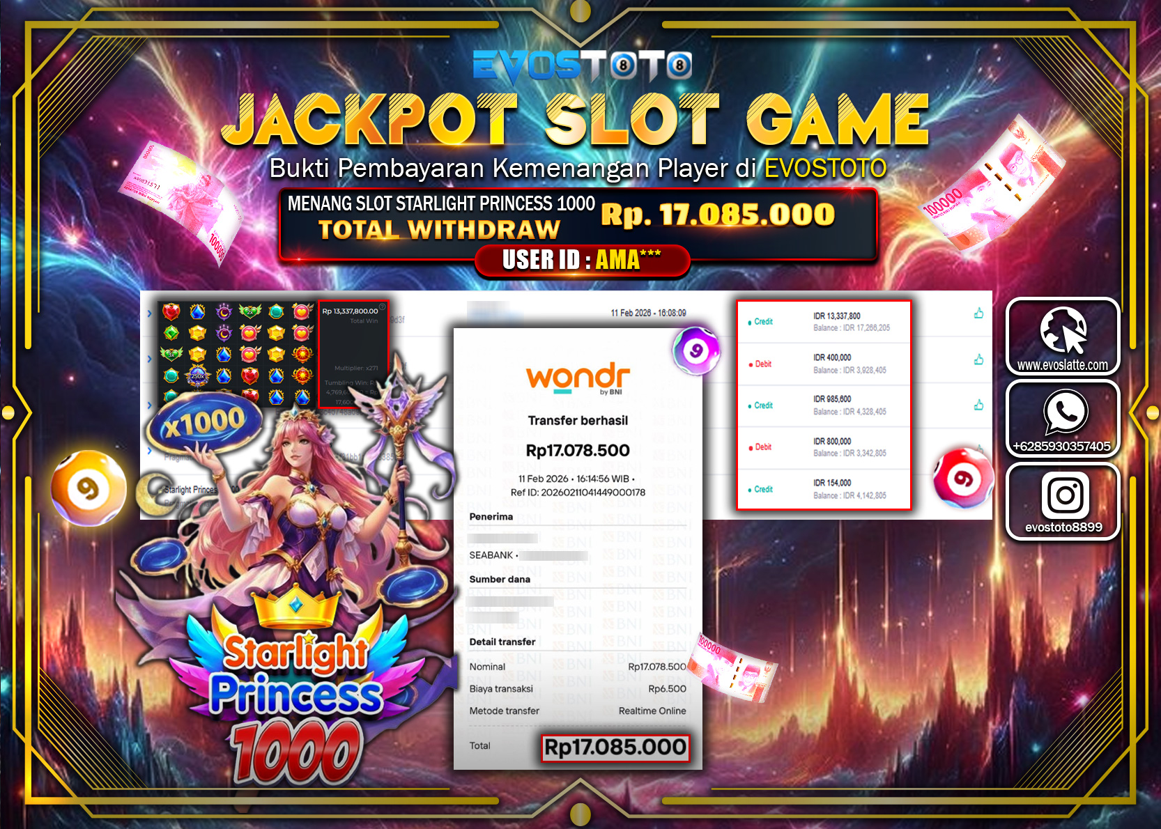 PEMBAYARAN JACKPOT SLOT STARLIGHT PRINCESS 1000  Rp.17.085.000 DI BAYAR LANGSUNG !