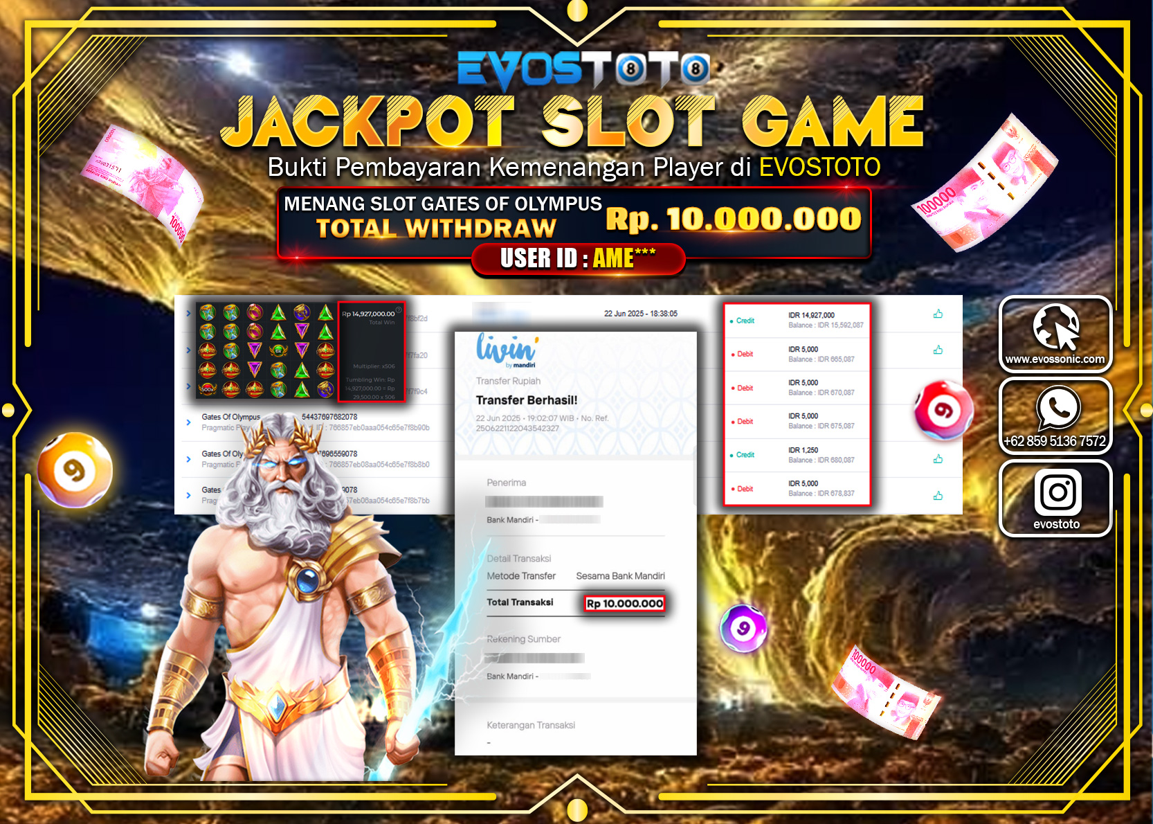 PEMBAYARAN JACKPOT SLOT GATES OF OLYMPUS RP10.000.000 DI BAYAR LANGSUNG !