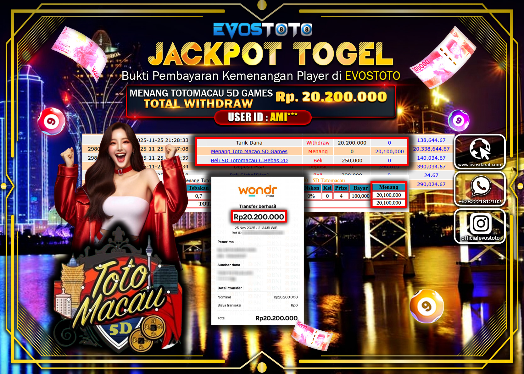 PEMBAYARAN JACKPOT TOGEL TOTOMACAU 5D GAMES Rp.20.200.000 DI BAYAR LANGSUNG !