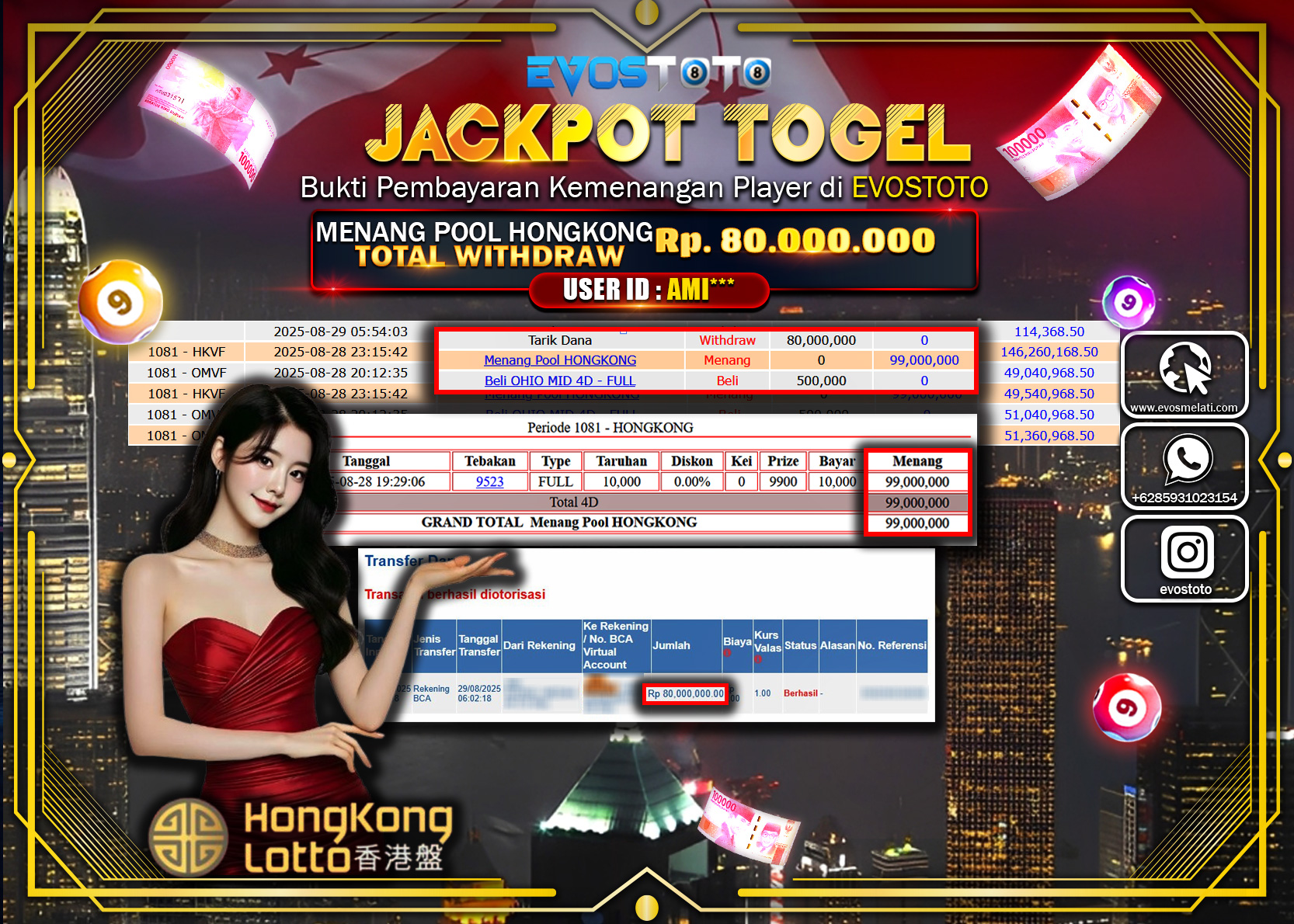 PEMBAYARAN JACKPOT TOGEL HONGKONG LOTTO  Rp.80.000.000 DI BAYAR LANGSUNG !