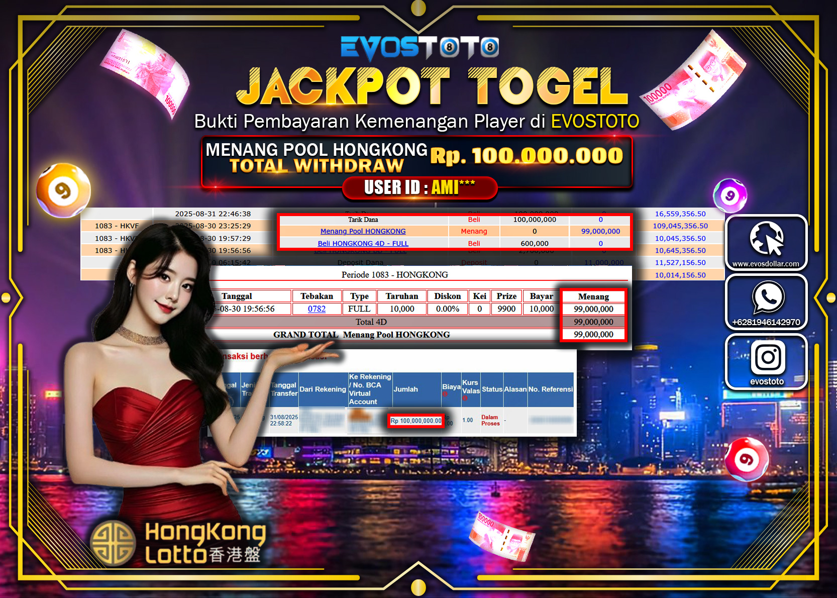 PEMBAYARAN JACKPOT TOGEL HONGKONG LOTTO Rp100.000.000 DI BAYAR LANGSUNG !