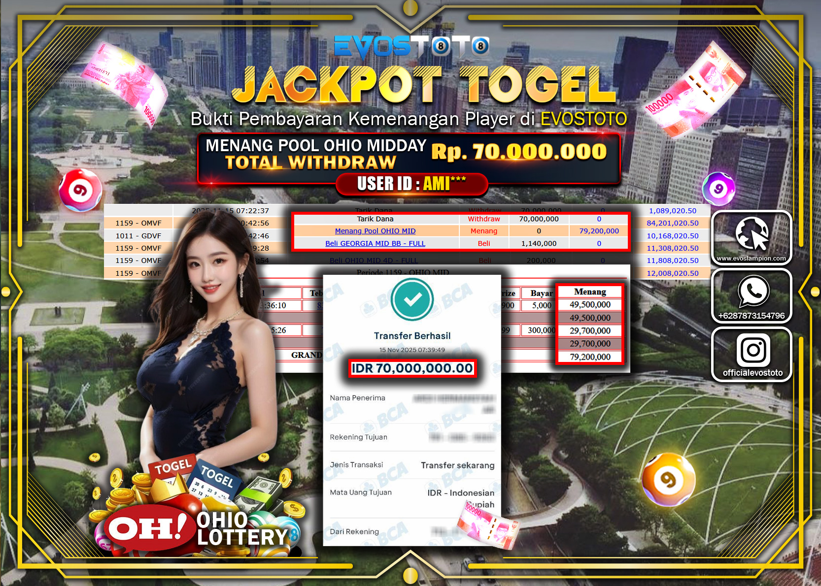 PEMBAYARAN JACKPOT TOGEL OHIO MIDDAY Rp70.000.000 DI BAYAR LANGSUNG !