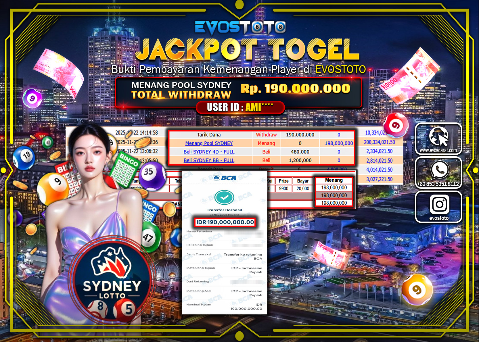 PEMBAYARAN JACKPOT TOGEL POOL SYDNEY  Rp.190.000.000 DI BAYAR LANGSUNG !
