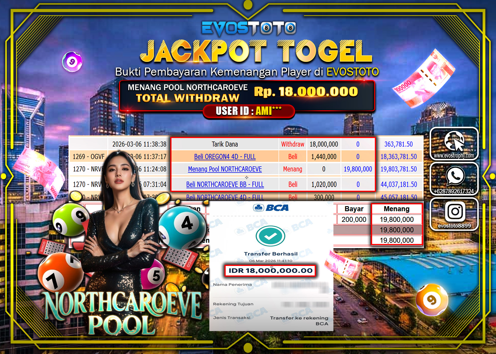 PEMBAYARAN JACKPOT TOGEL POOL NORTHCAROEVE  Rp.18.000.000 DI BAYAR LANGSUNG !