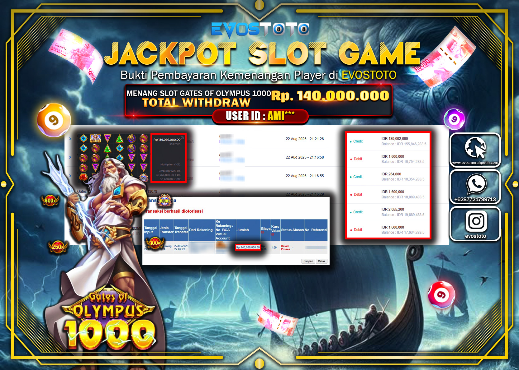 PEMBAYARAN JACKPOT SLOT GATES OF OLYMPUS 1000 Rp140.000.000 DI BAYAR LANGSUNG !