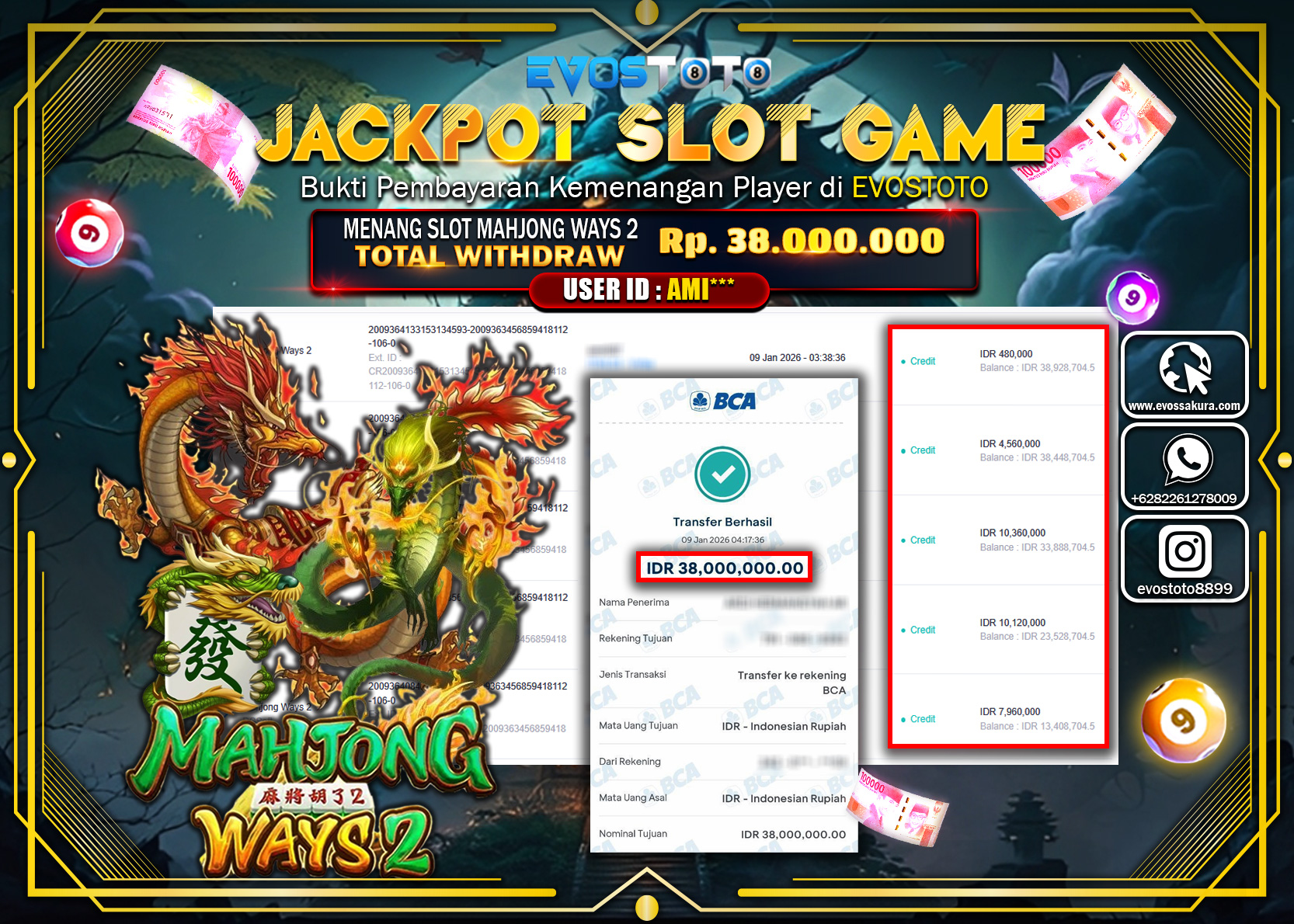 PEMBAYARAN JACKPOT SLOT MAHJONG WAYS 2 Rp.38.000.000 DI BAYAR LANGSUNG !