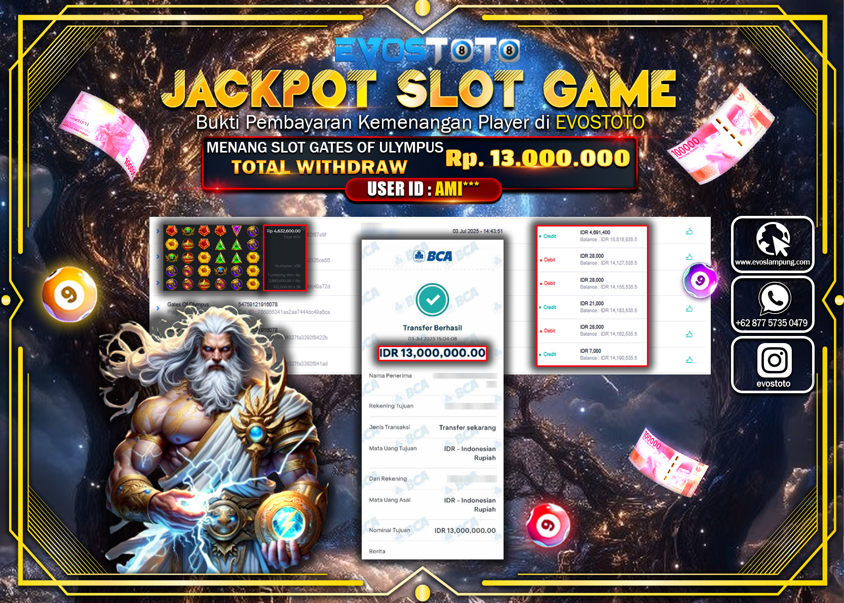 PEMBAYARAN JACKPOT SLOT GATES OF OLYMPUS RP13.000.000 DI BAYAR LANGSUNG !