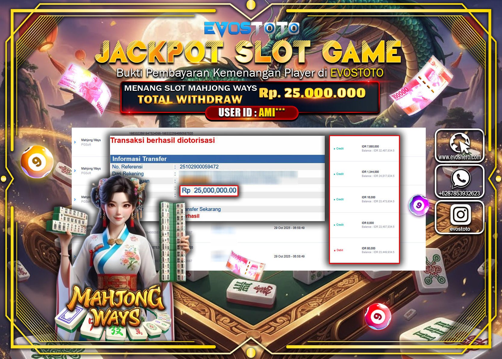 PEMBAYARAN JACKPOT SLOT MAHJONG WAYS Rp25.000.000 DI BAYAR LANGSUNG !