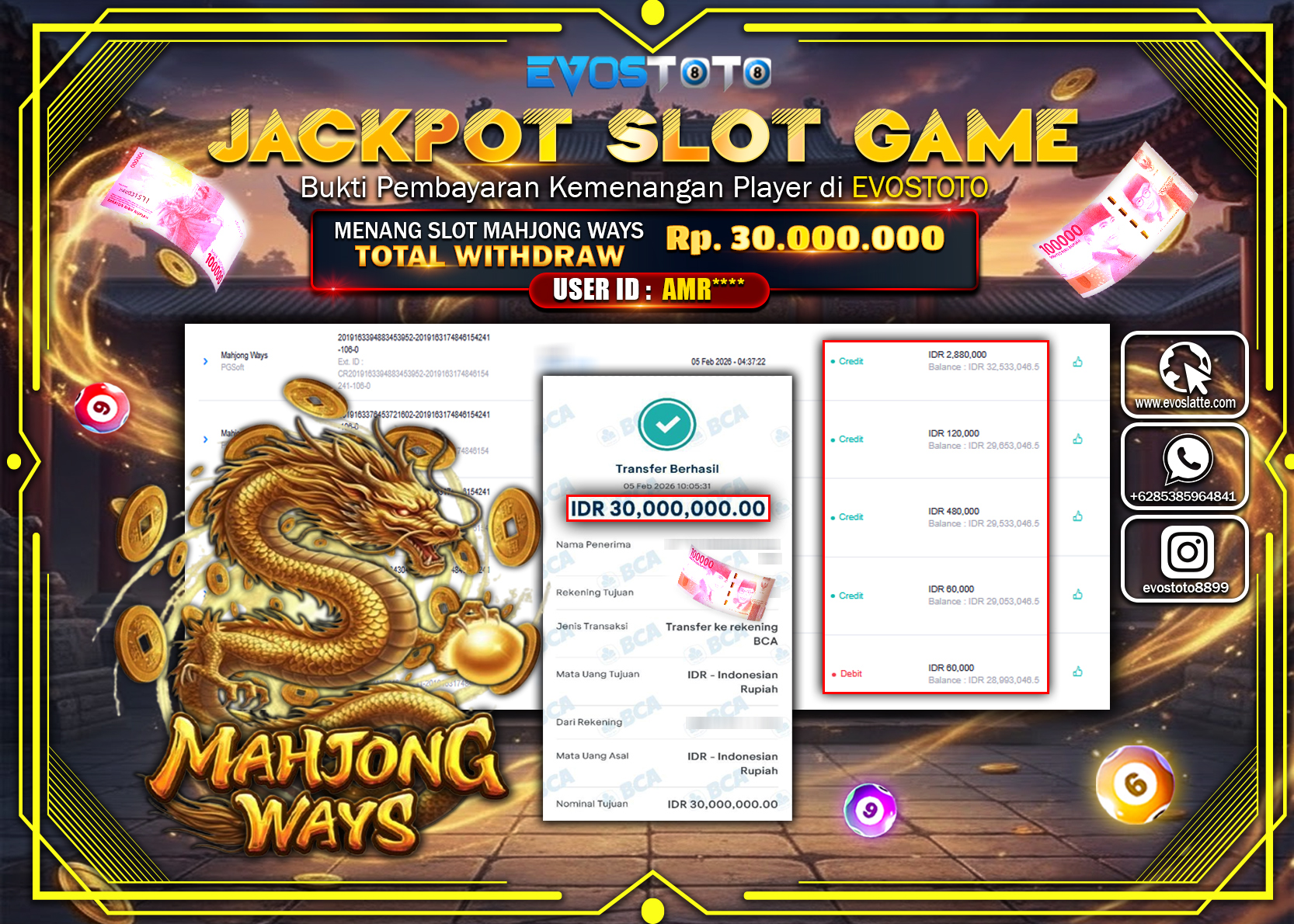 PEMBAYARAN JACKPOT SLOT MAHJONG WAYS Rp.30.000.000 DI BAYAR LANGSUNG !