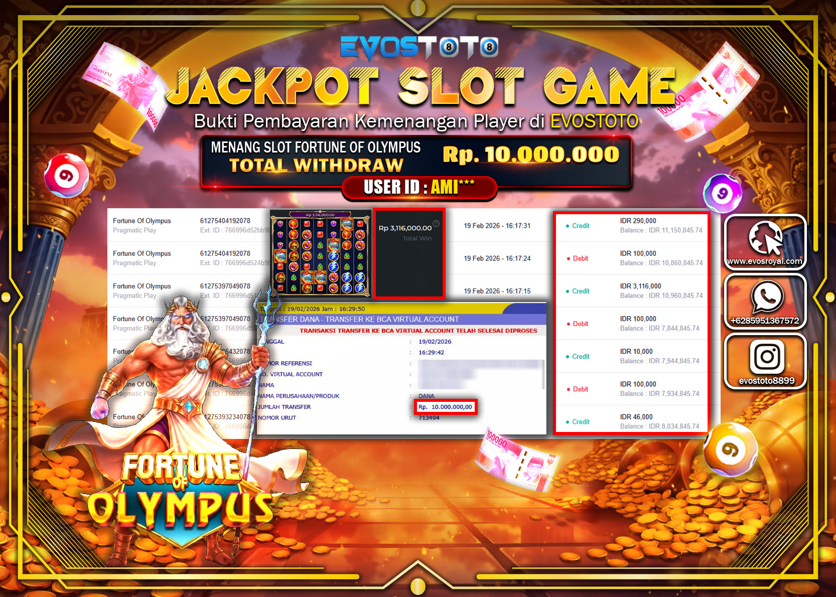 PEMBAYARAN JACKPOT SLOT FORTUNE OF OLYMPUS Rp.10.000.000 DI BAYAR LANGSUNG !