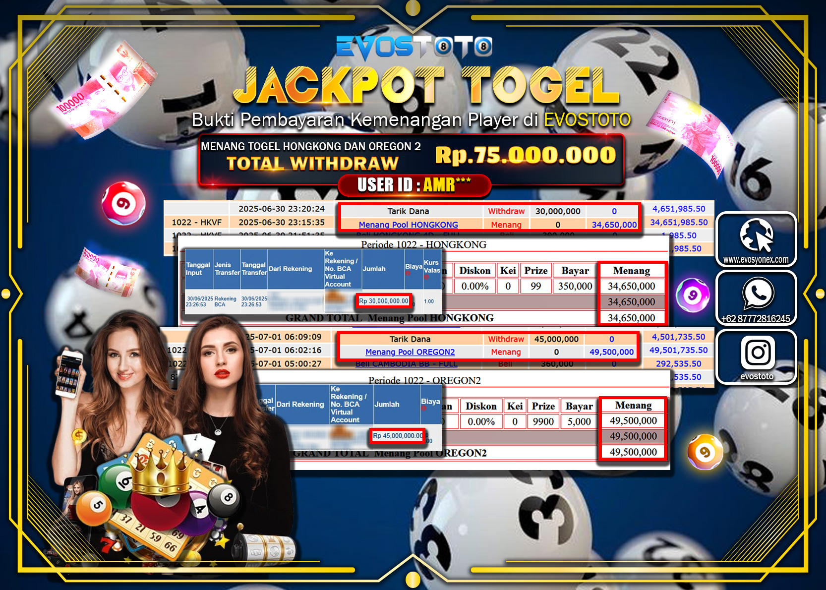 PEMBAYARAN JACKPOT TOGEL HONGKONG & OREGON 2 RP75.000.000 DI BAYAR LANGSUNG !