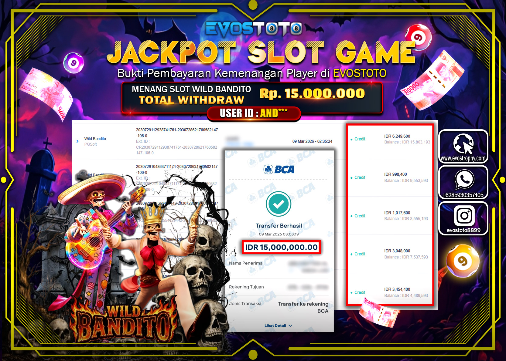 PEMBAYARAN JACKPOT SLOT WILD BANDITO  Rp.15.000.000 DI BAYAR LANGSUNG !