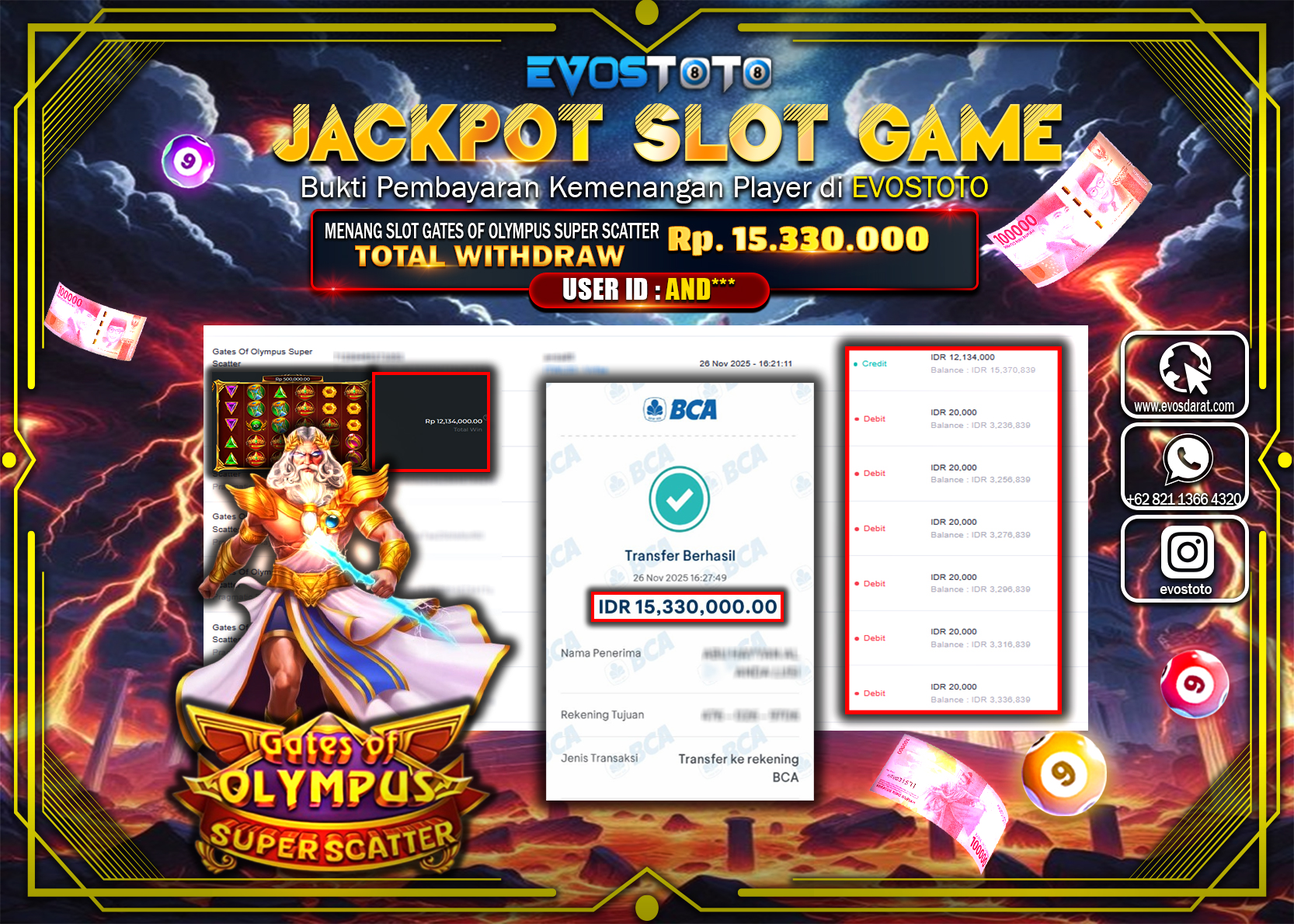 PEMBAYARAN JACKPOT SLOT GATES OF OLYMPUS SUPER SCATTER Rp.15.330.000 DI BAYAR LANGSUNG !