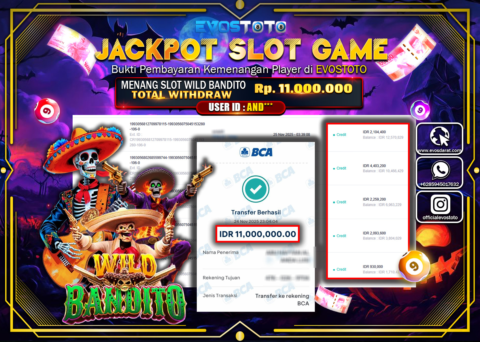 PEMBAYARAN JACKPOT SLOT WILD BANDITO  Rp.11.000.000 DI BAYAR LANGSUNG !