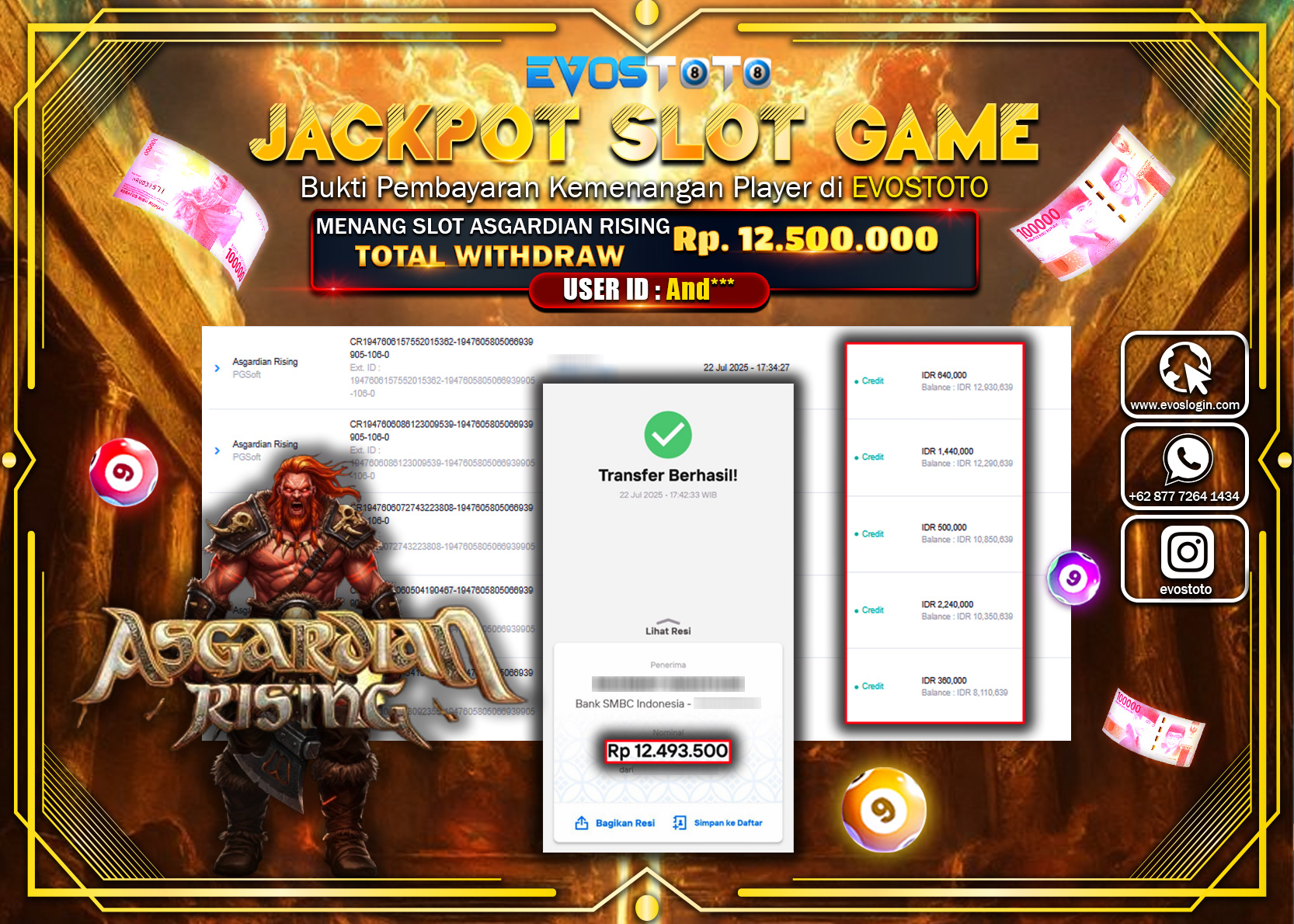 PEMBAYARAN JACKPOT SLOT ASGARDIAN RISING Rp12.500.000 DI BAYAR LANGSUNG !