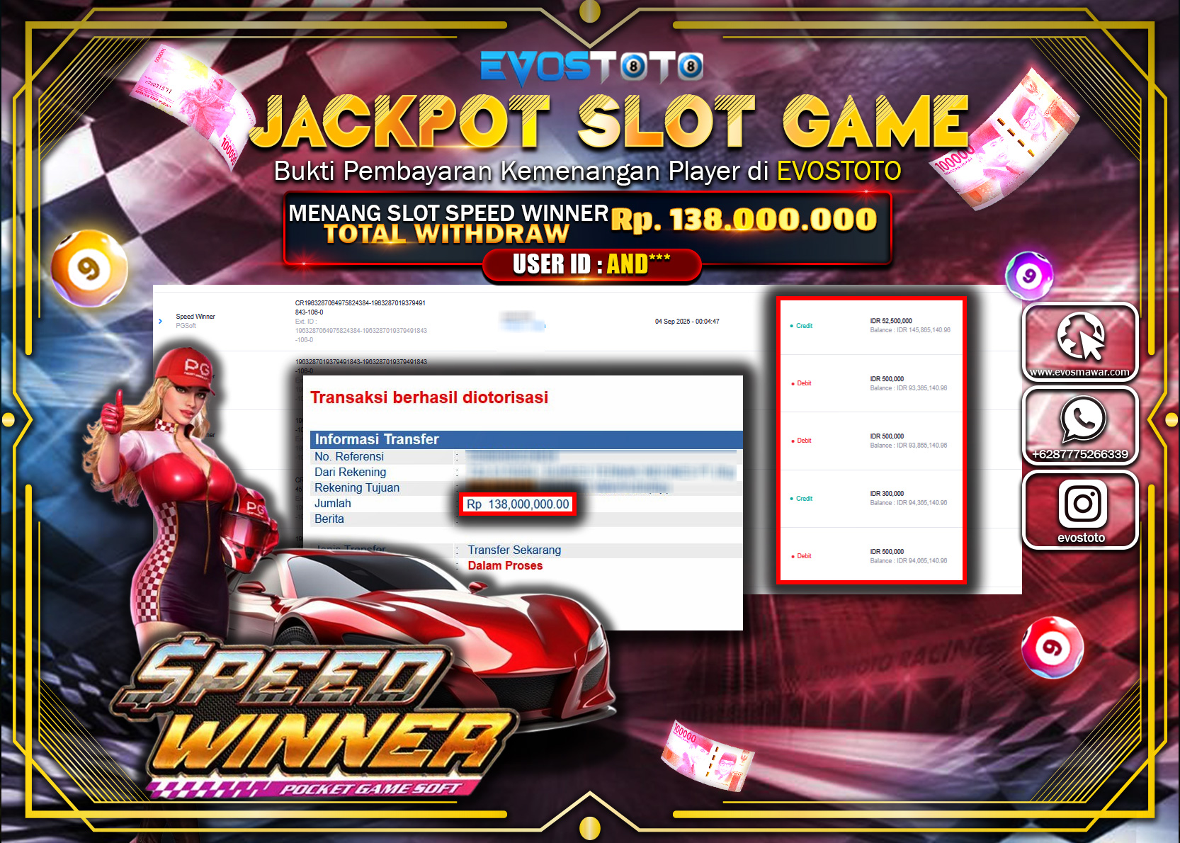 PEMBAYARAN JACKPOT SLOT SPEED WINNER Rp138.000.000 DI BAYAR LANGSUNG !