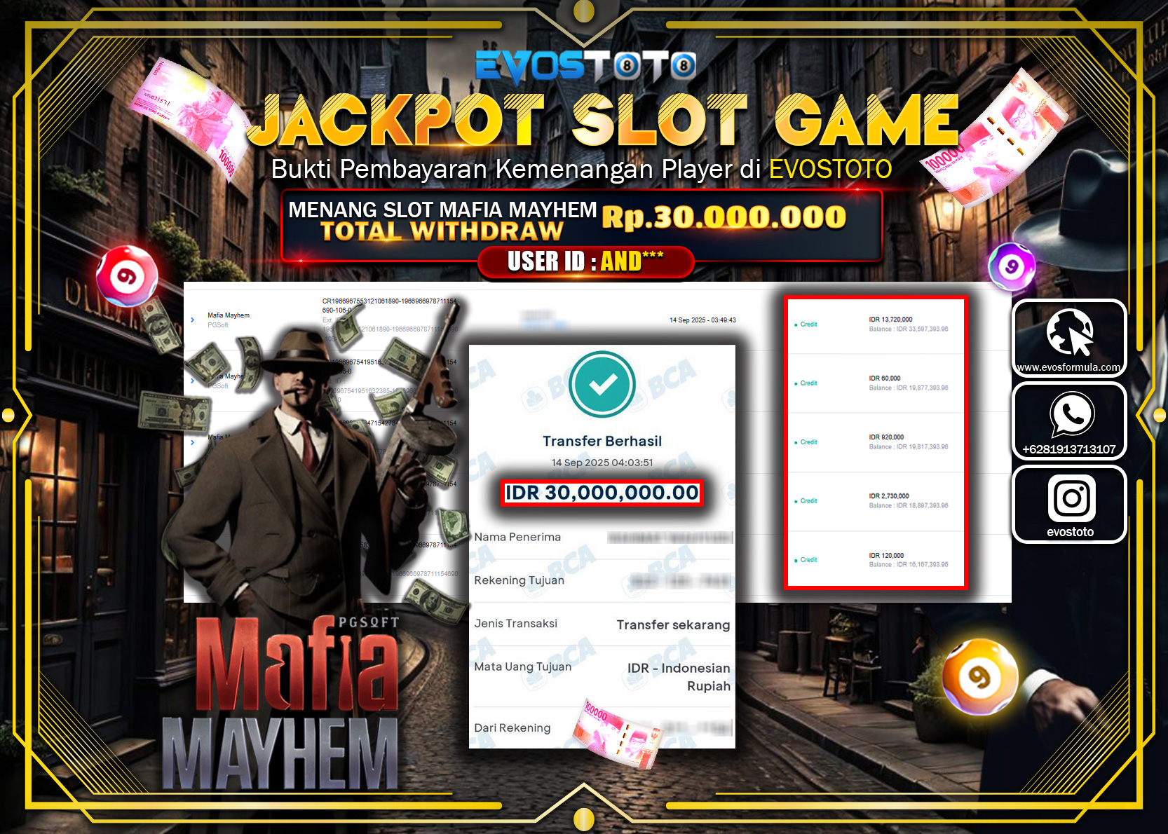 PEMBAYARAN JACKPOT SLOT MAFIA MAYHEM Rp30.000.000 DI BAYAR LANGSUNG !