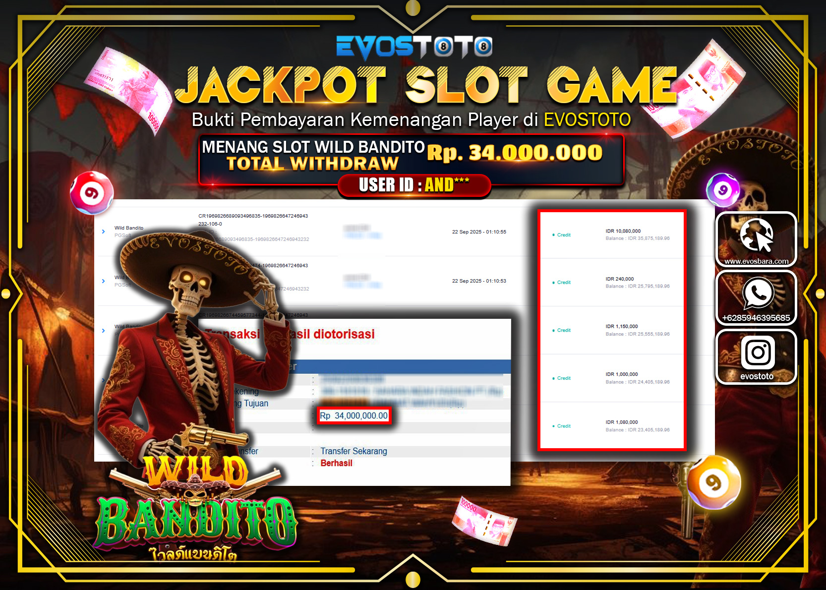 PEMBAYARAN JACKPOT SLOT WILD BANDITO Rp34.000.000 DI BAYAR LANGSUNG !