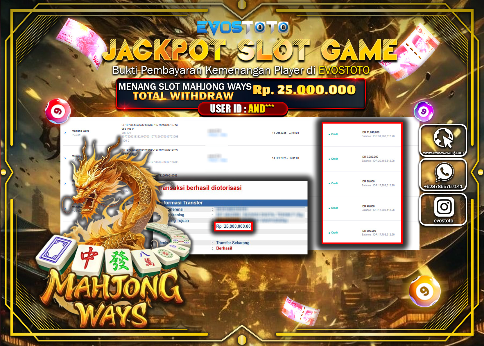 PEMBAYARAN JACKPOT SLOT MAHJONG WAYS Rp25.000.000 DI BAYAR LANGSUNG !