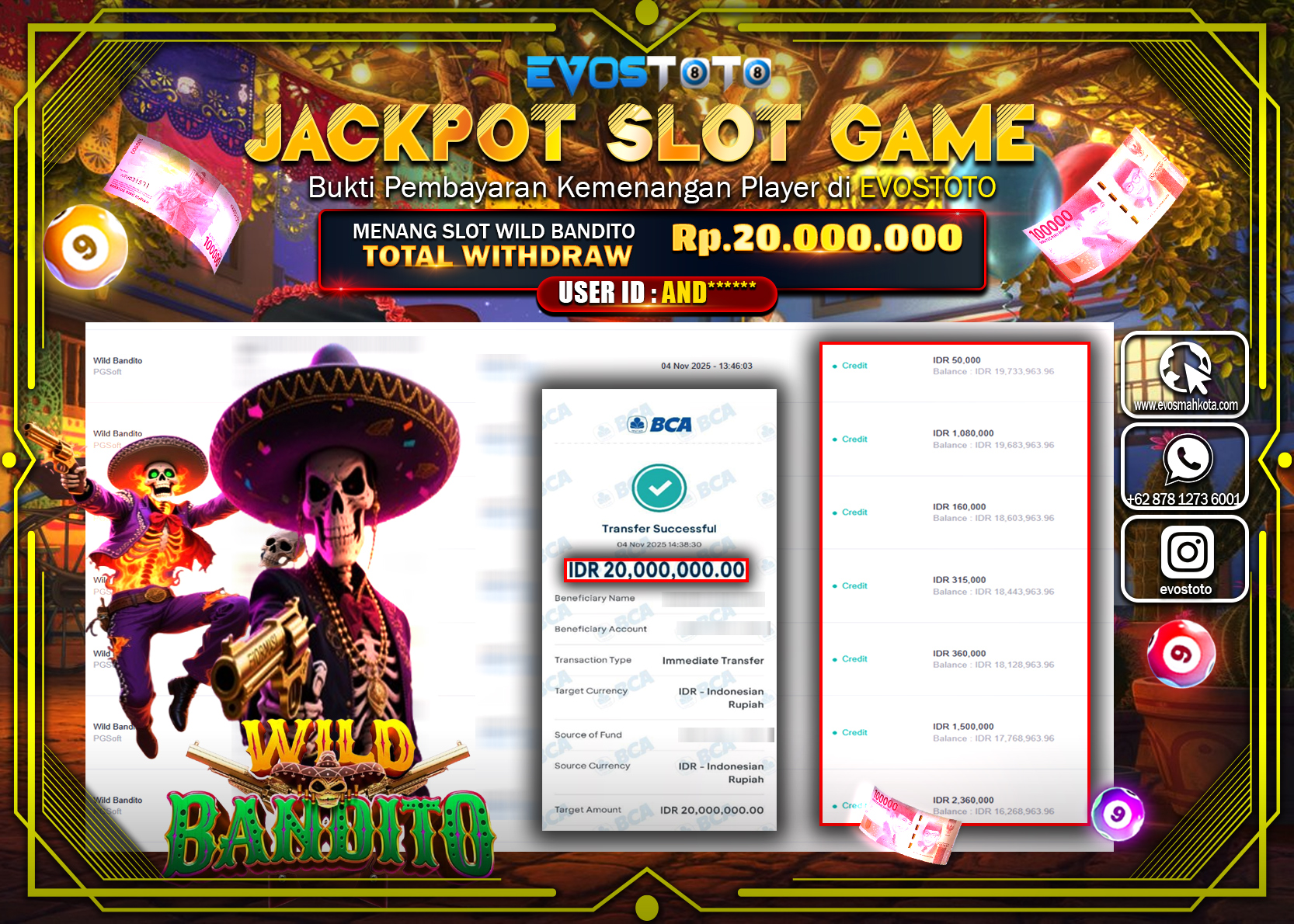 PEMBAYARAN JACKPOT SLOT WILD BANDITO Rp20.000.000 DI BAYAR LANGSUNG !