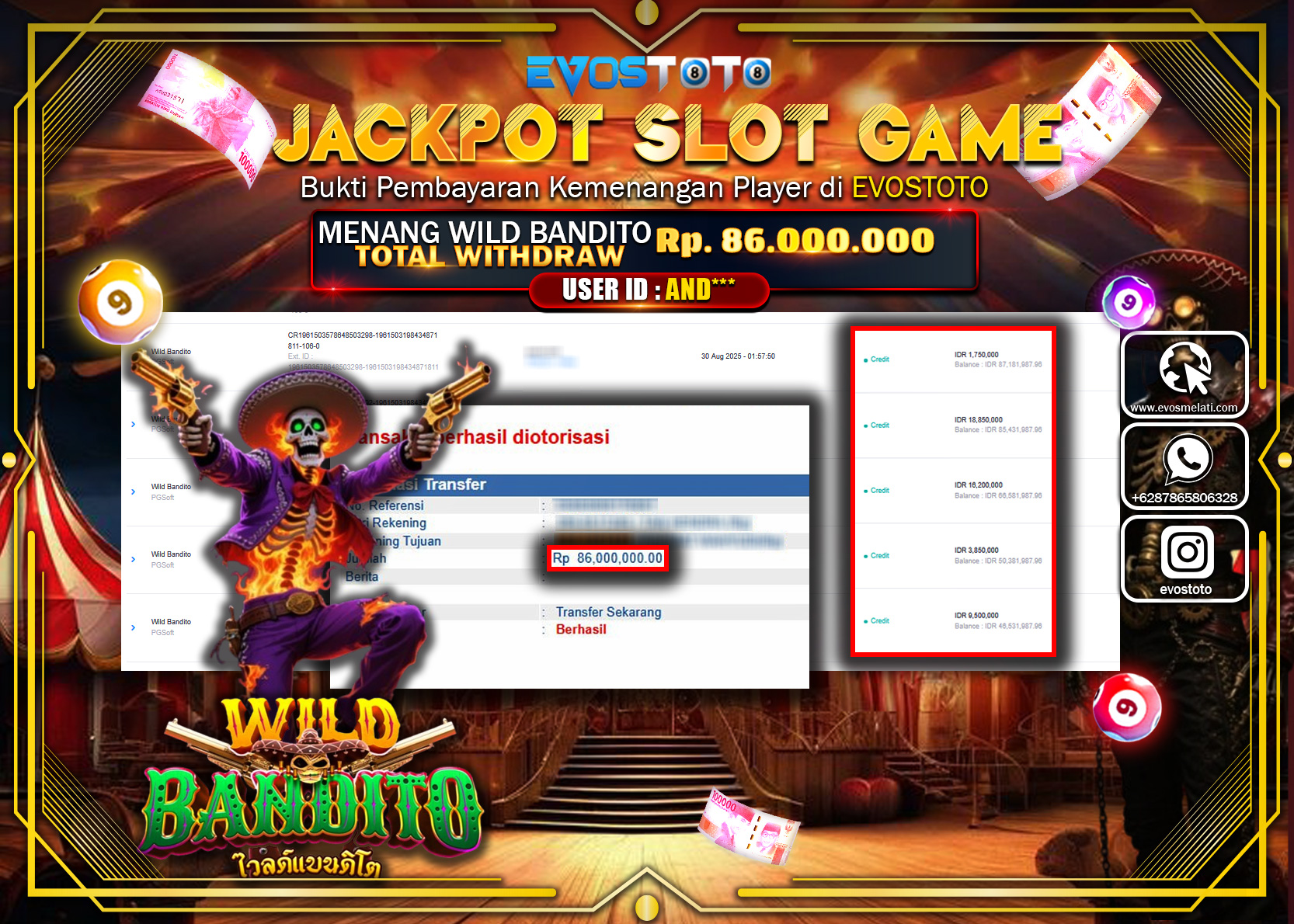 PEMBAYARAN JACKPOT SLOT WILD BANDITO Rp86.000.000 DI BAYAR LANGSUNG !