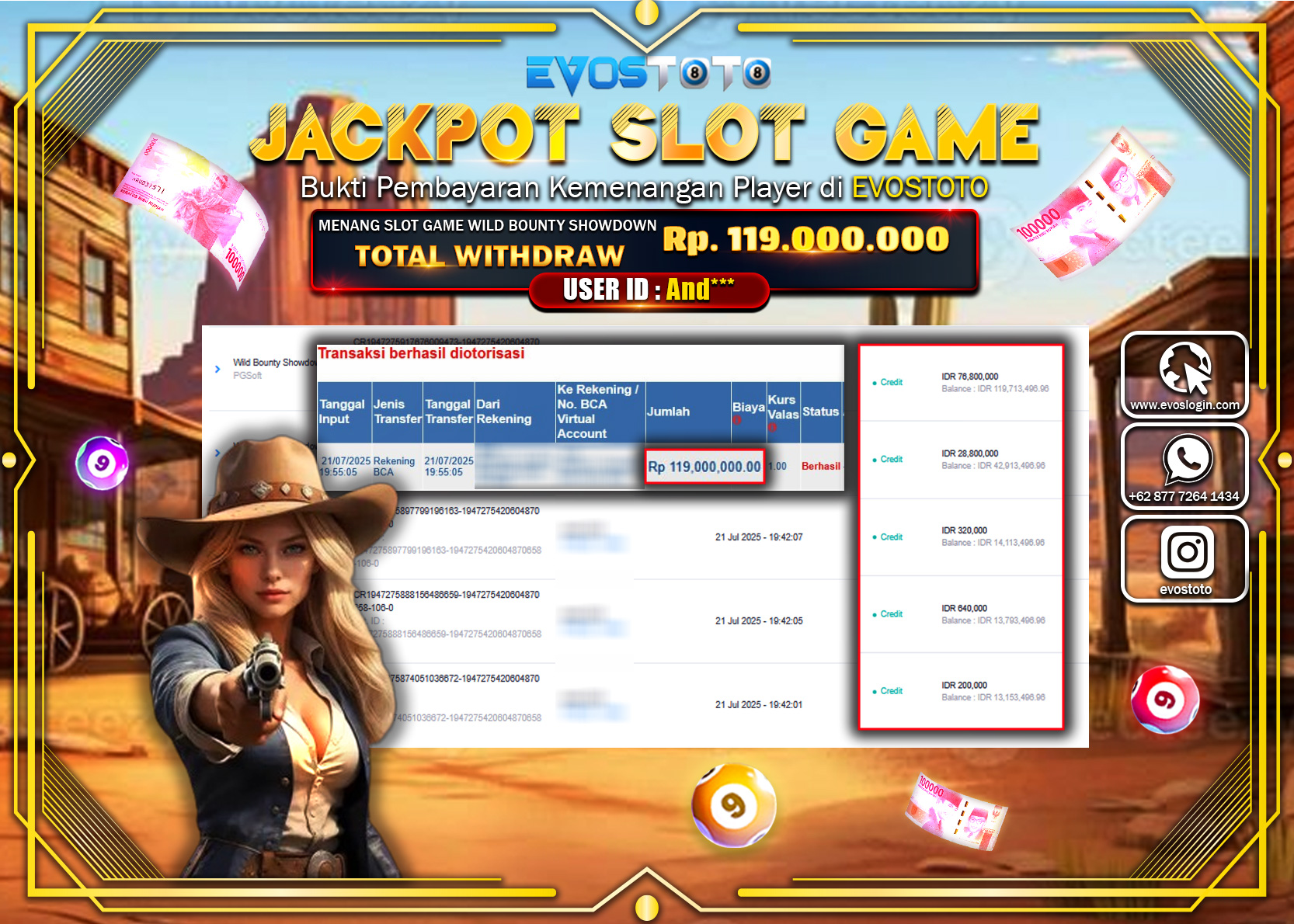PEMBAYARAN JACKPOT SLOT WILD BOUNTY SHOWDOWN RP119.000.000 DI BAYAR LANGSUNG !