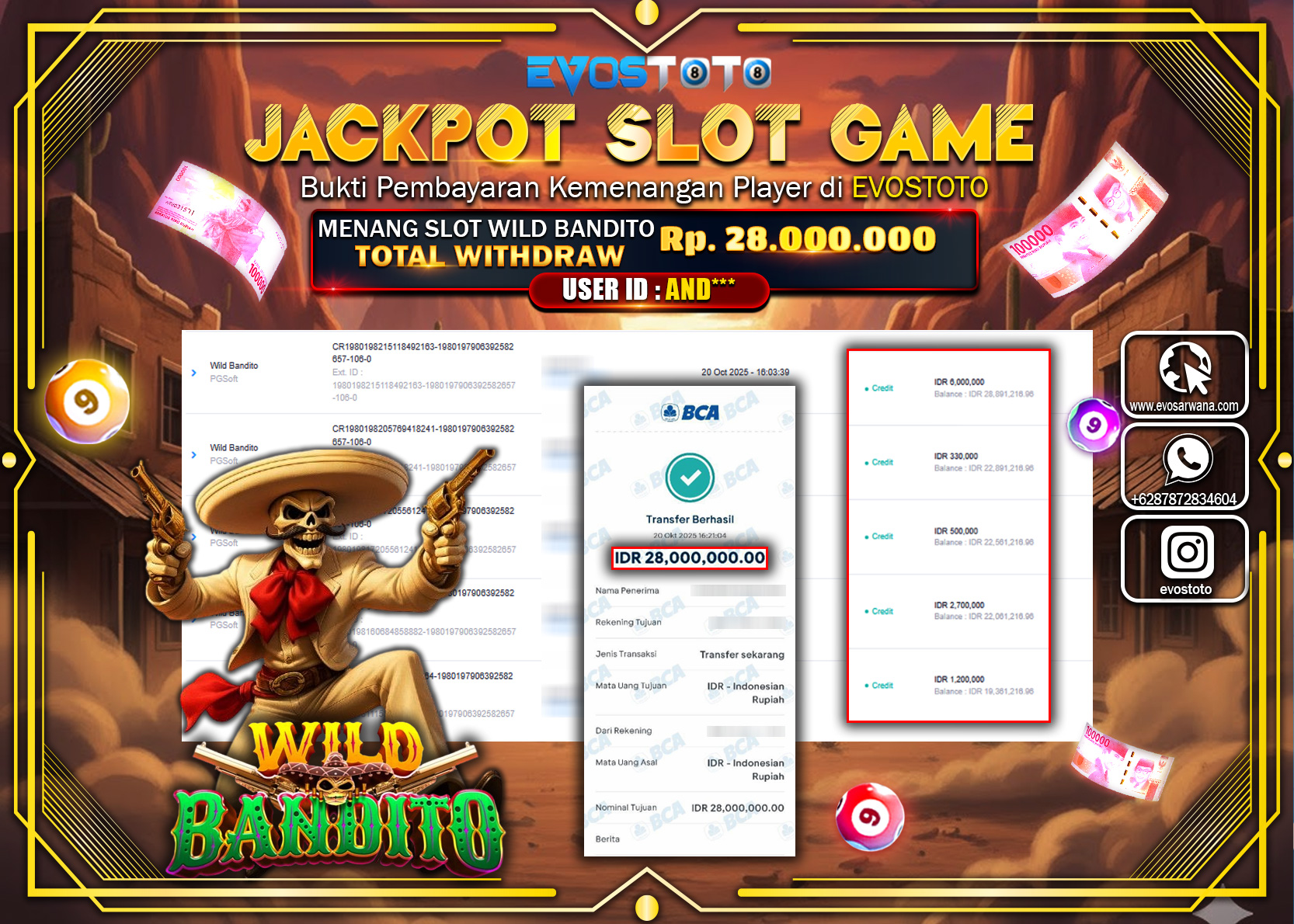 PEMBAYARAN JACKPOT SLOT WILD BANDITO Rp28.000.000 DI BAYAR LANGSUNG !