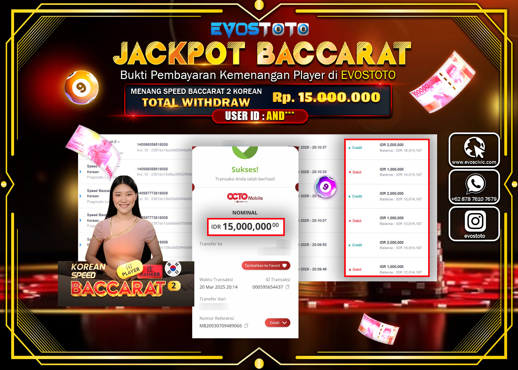 PEMBAYARAN JACKPOT CASINO INDONESIA SPEED BACCARAT 1 Rp.15.000.000 DI BAYAR LANGSUNG !