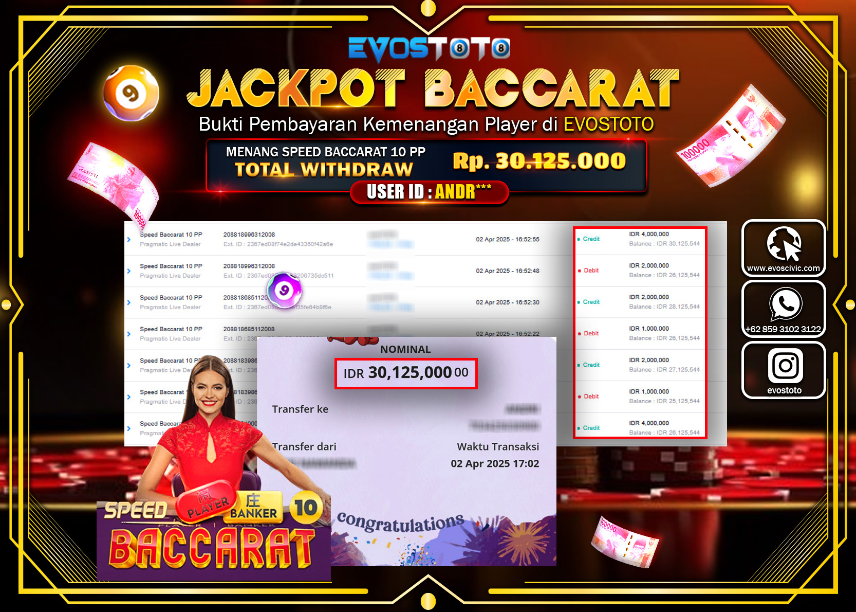 PEMBAYARAN JACKPOT LIVE CASINO SPEED BACCARRAT A  Rp.10.200.000 DI BAYAR LANGSUNG !