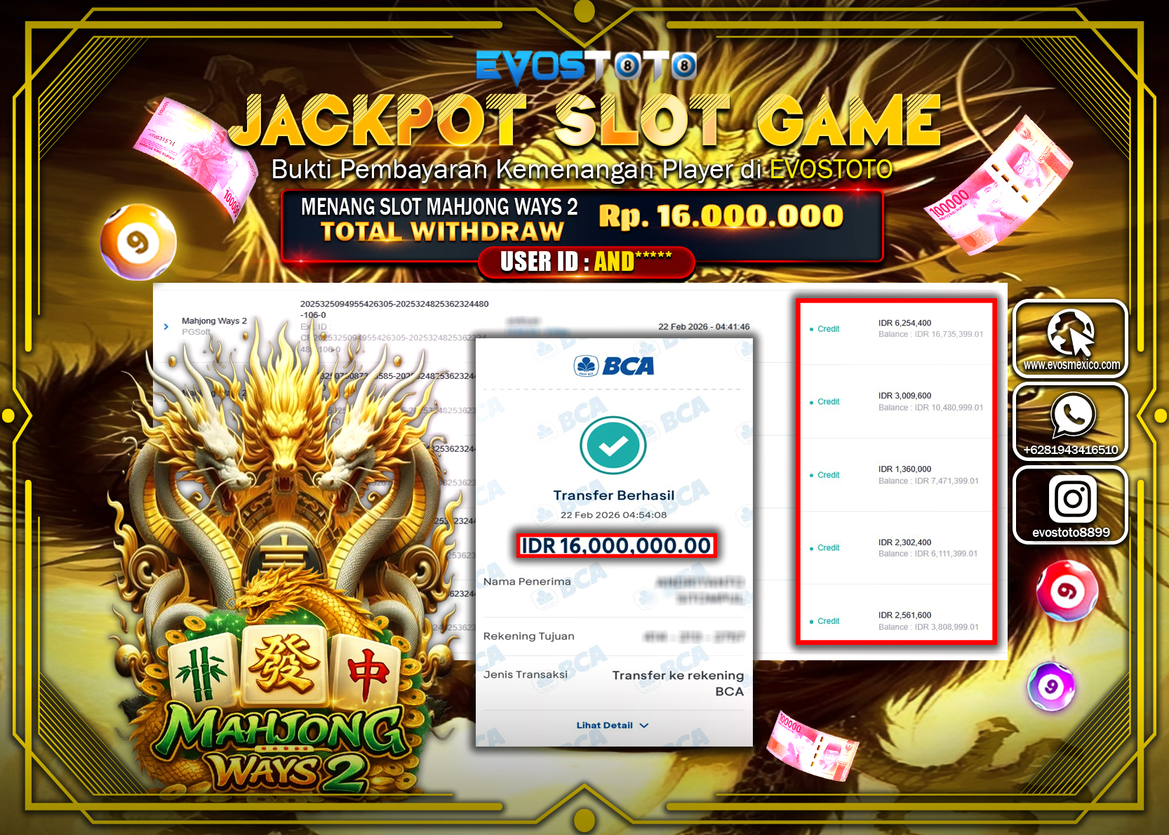 PEMBAYARAN JACKPOT SLOT MAHJONG WAYS 2 Rp.16.000.000 DI BAYAR LANGSUNG !