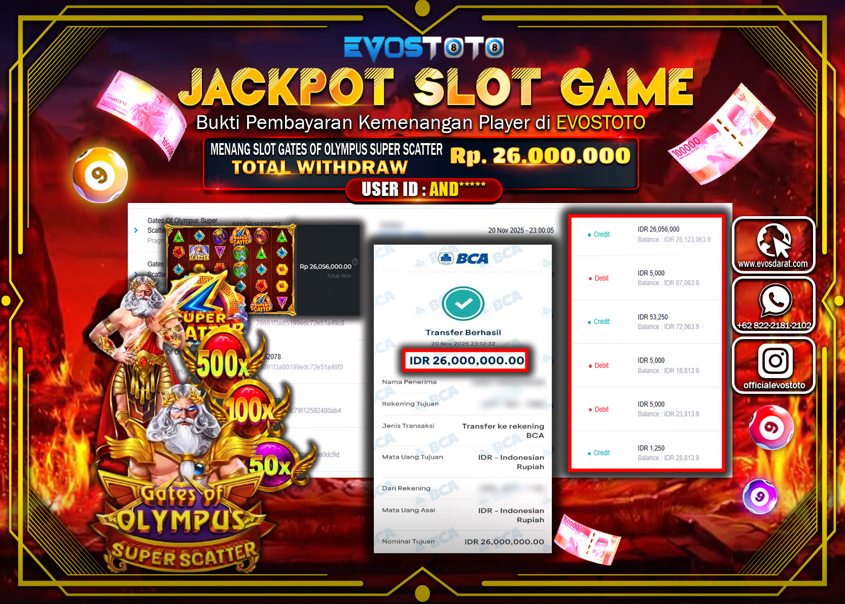 PEMBAYARAN JACKPOT SLOT GATES OF OLYMPUS SUPER SCATTER  Rp26.000.000 DI BAYAR LANGSUNG !