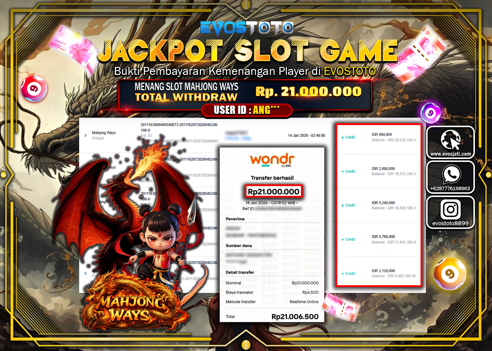 PEMBAYARAN JACKPOT SLOT MAHJONG WAYS Rp.21.000.000 DI BAYAR LANGSUNG !