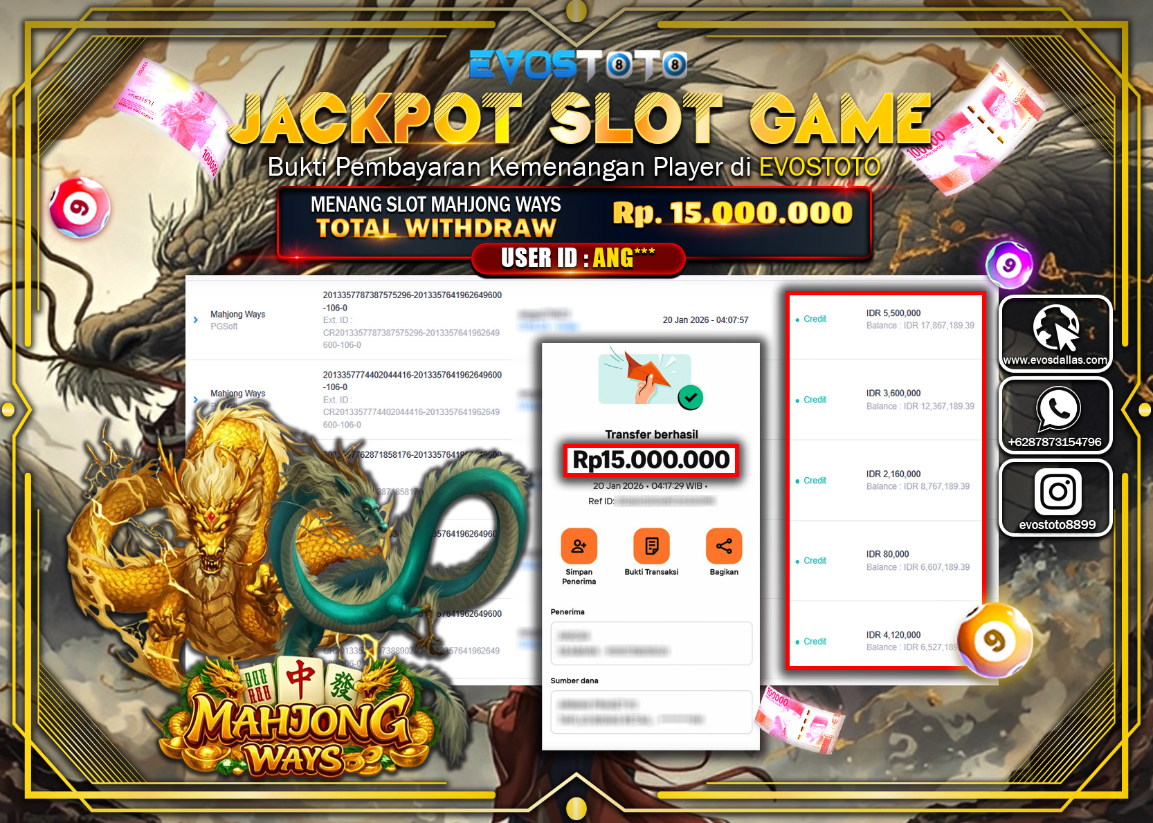 PEMBAYARAN JACKPOT SLOT MAHJONG WAYS Rp.15.000.000 DI BAYAR LANGSUNG !