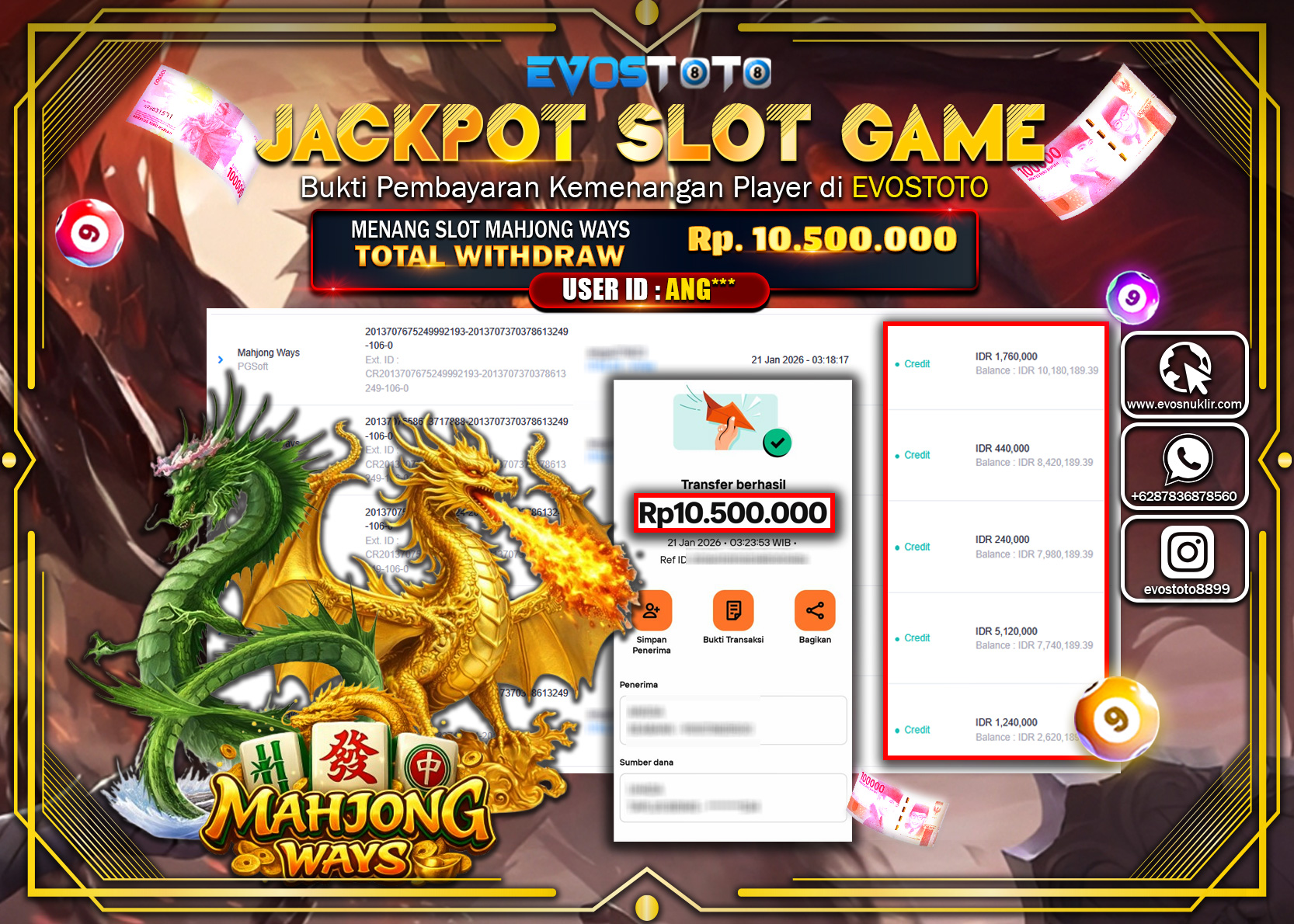 PEMBAYARAN JACKPOT SLOT MAHJONG WAYS Rp.10.500.000 DI BAYAR LANGSUNG !