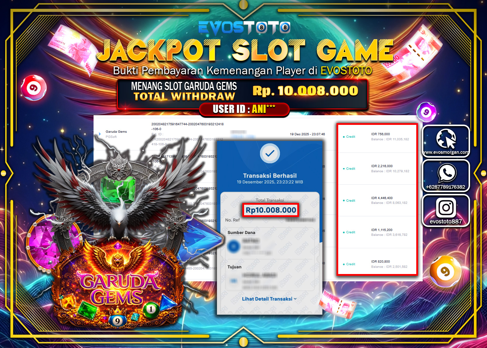 PEMBAYARAN JACKPOT SLOT GARUDA GEMS Rp.10.008.000 DI BAYAR LANGSUNG !