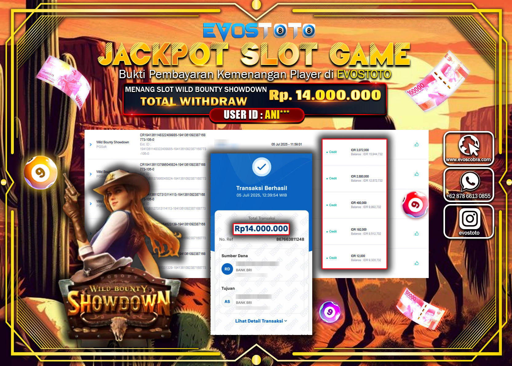 PEMBAYARAN JACKPOT SLOT WILD BOUNTY SHOWDOWN RP14.000.000 DI BAYAR LANGSUNG !