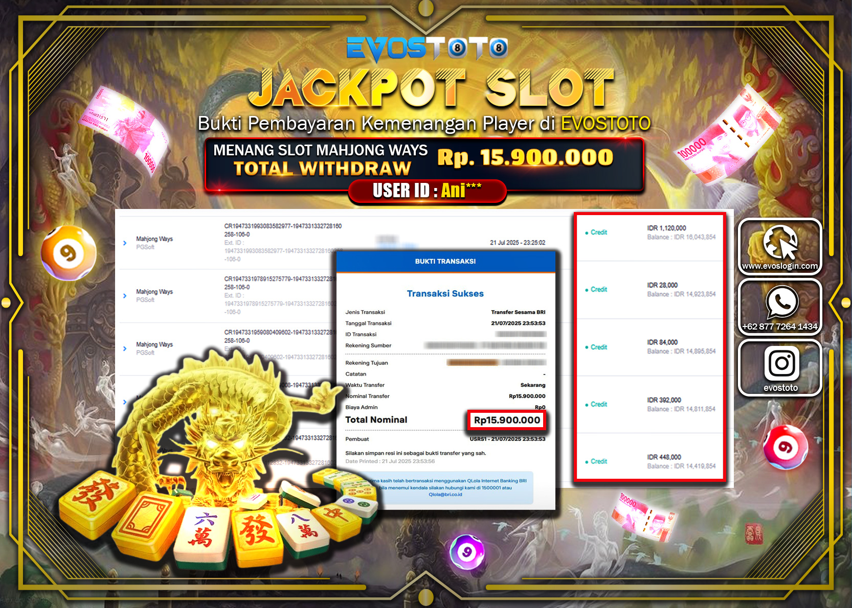PEMBAYARAN JACKPOT SLOT MAHJONG WAYS Rp15.900.000 DI BAYAR LANGSUNG !