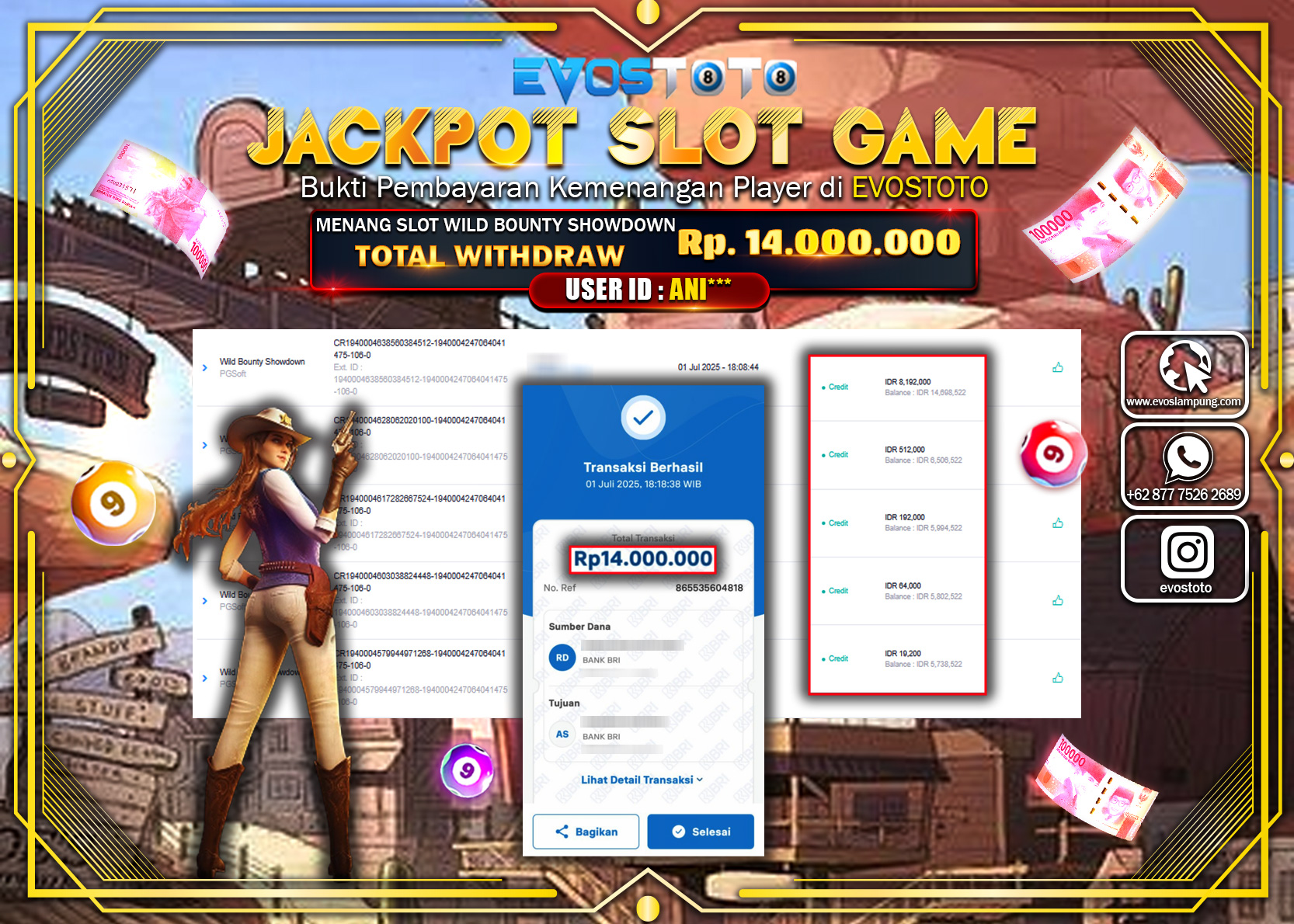 PEMBAYARAN JACKPOT SLOT WILD BOUNTY SHOWDOWN RP14.000.000 DI BAYAR LANGSUNG !