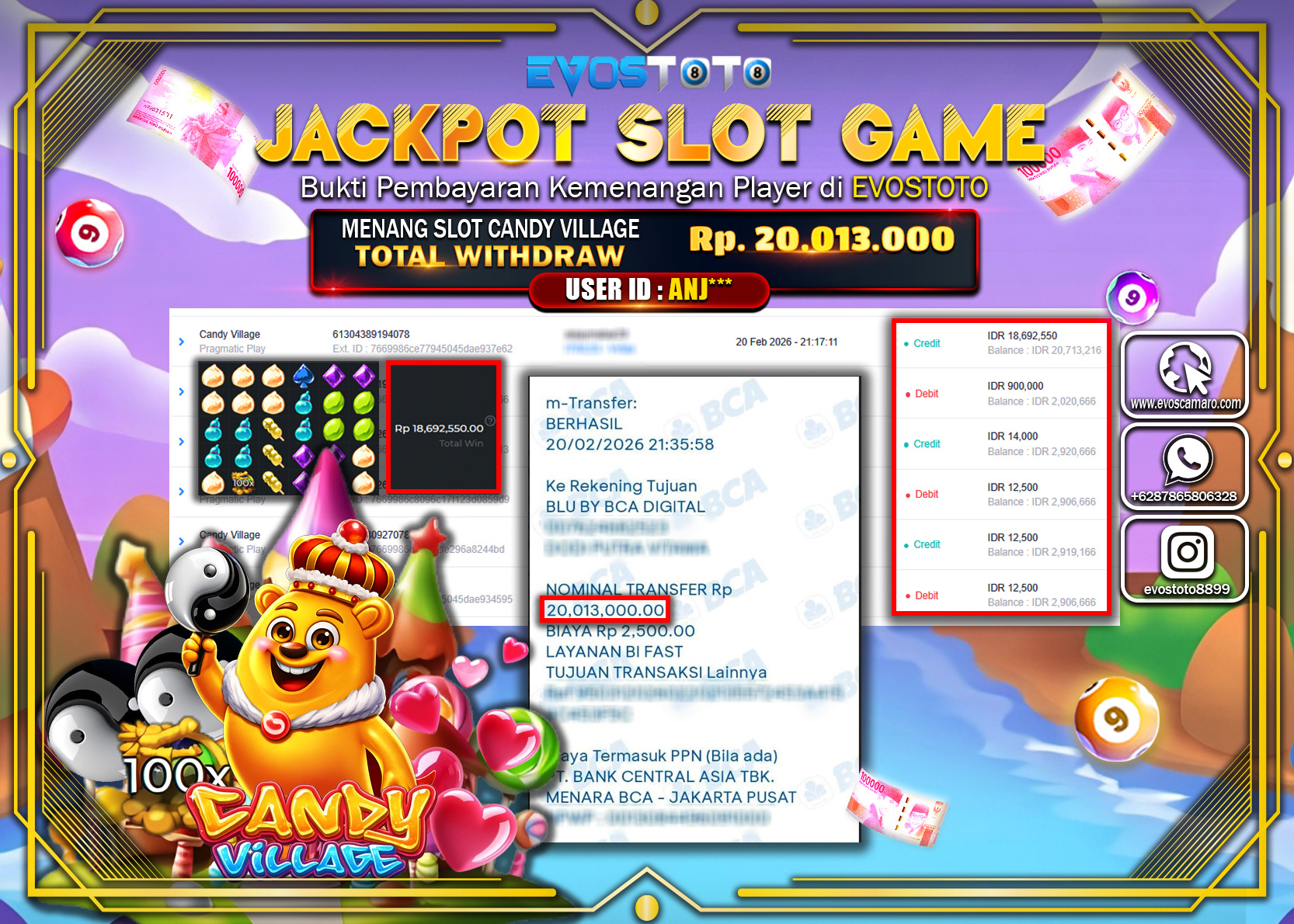 PEMBAYARAN JACKPOT SLOT CANDY VILLAGE Rp.20.013.000 DI BAYAR LANGSUNG !
