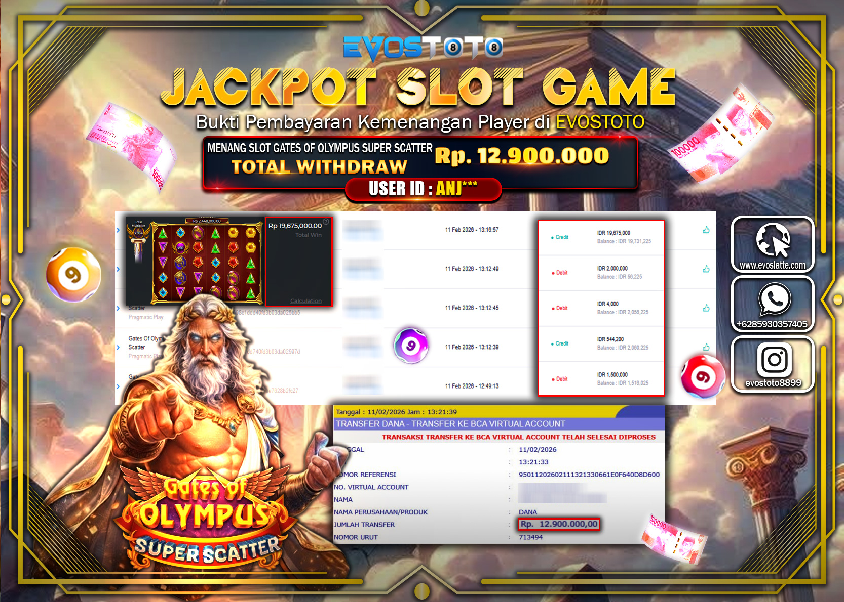 PEMBAYARAN JACKPOT SLOT GATES OF OLYMPUS SUPER SCATTER Rp.12.900.000 DI BAYAR LANGSUNG !