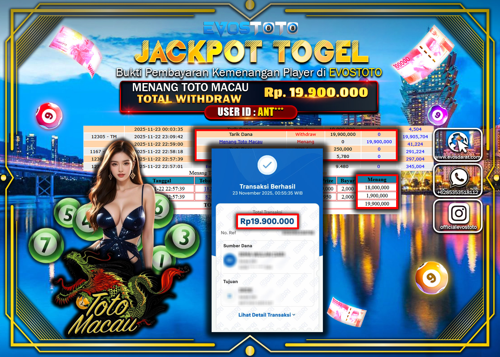 PEMBAYARAN JACKPOT TOGEL TOTO MACAU  Rp.19.900.000 DI BAYAR LANGSUNG !